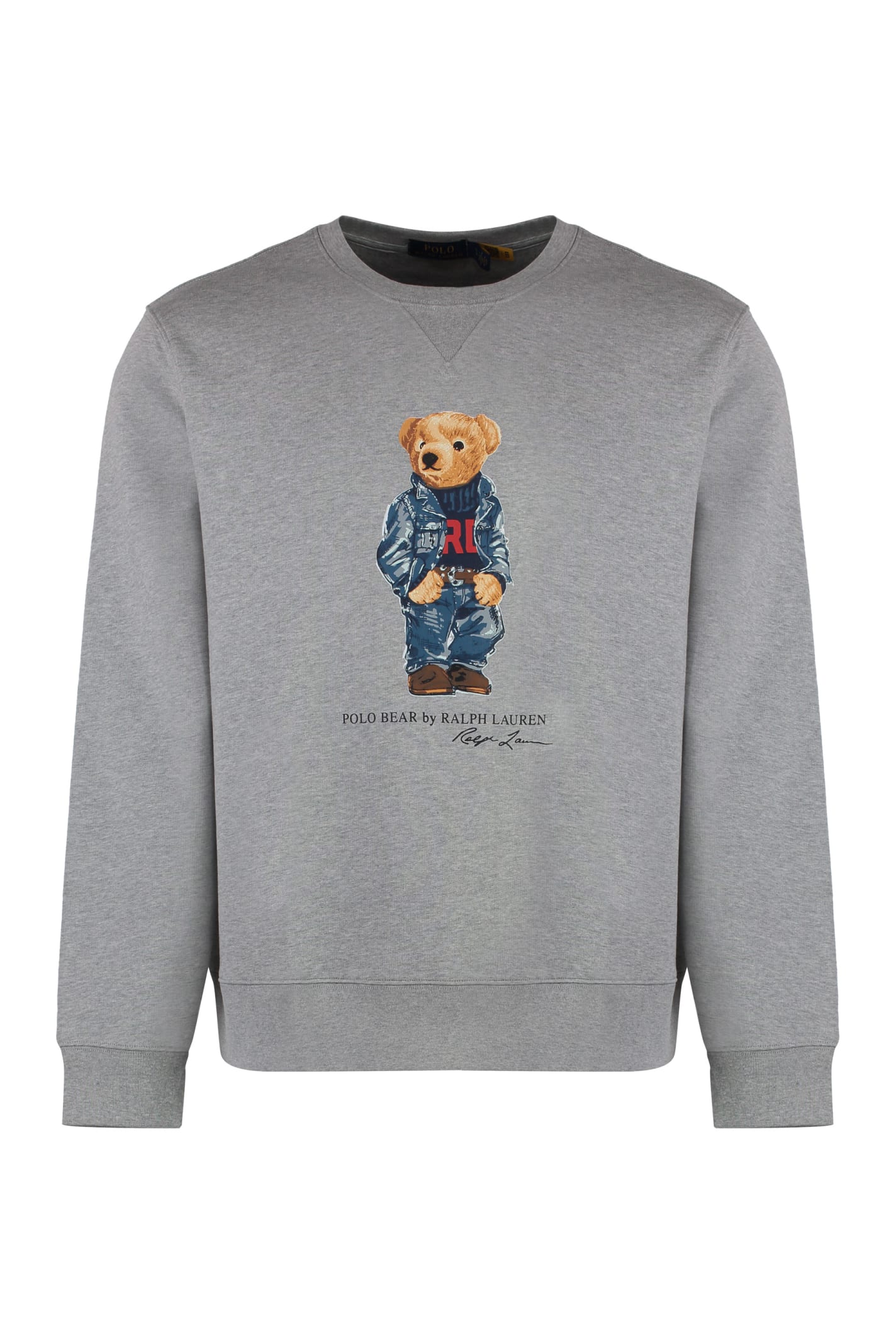 Shop Polo Ralph Lauren Printed Cotton Sweatshirt Fleece In Grey