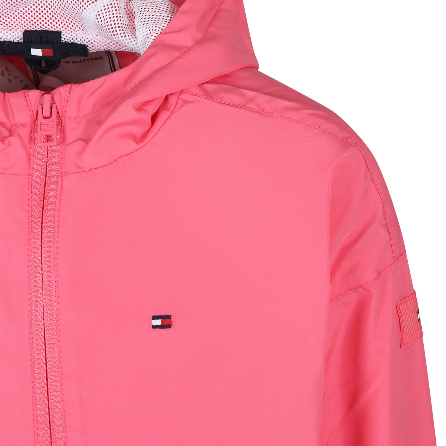 Shop Tommy Hilfiger Fuchsia Windbreaker For Girl With Embroidery