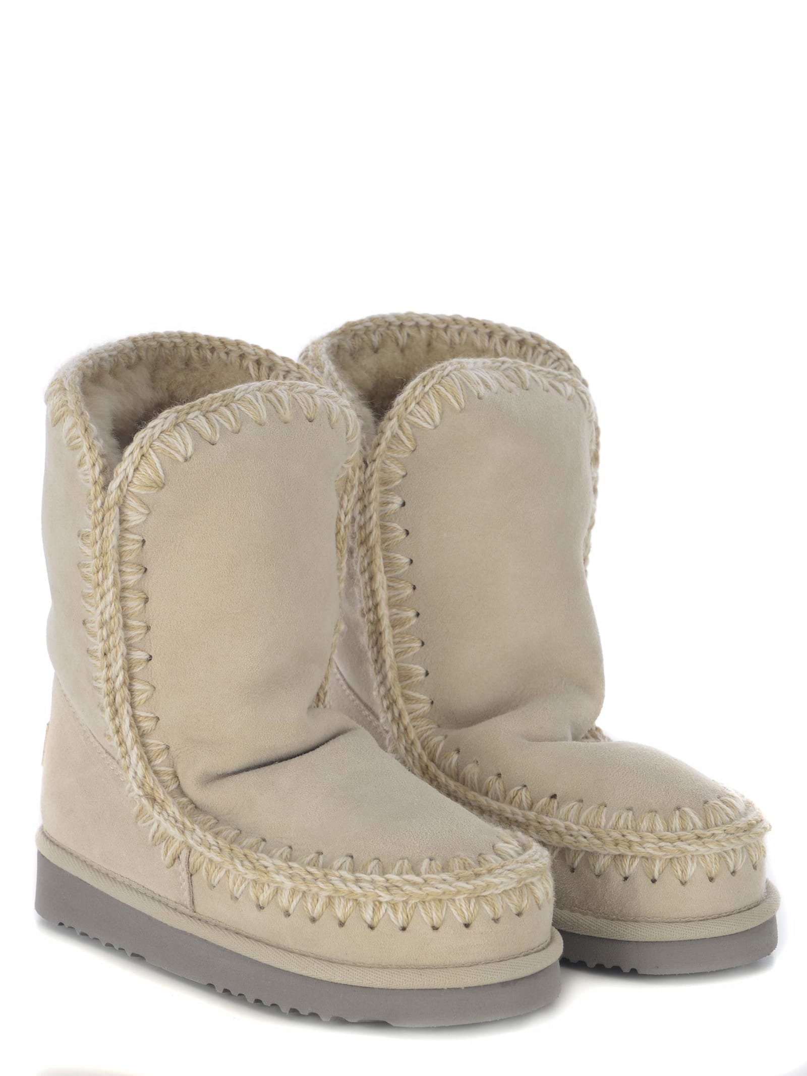 Shop Mou Boots  Eskimo 24 Made In Suede In Beige