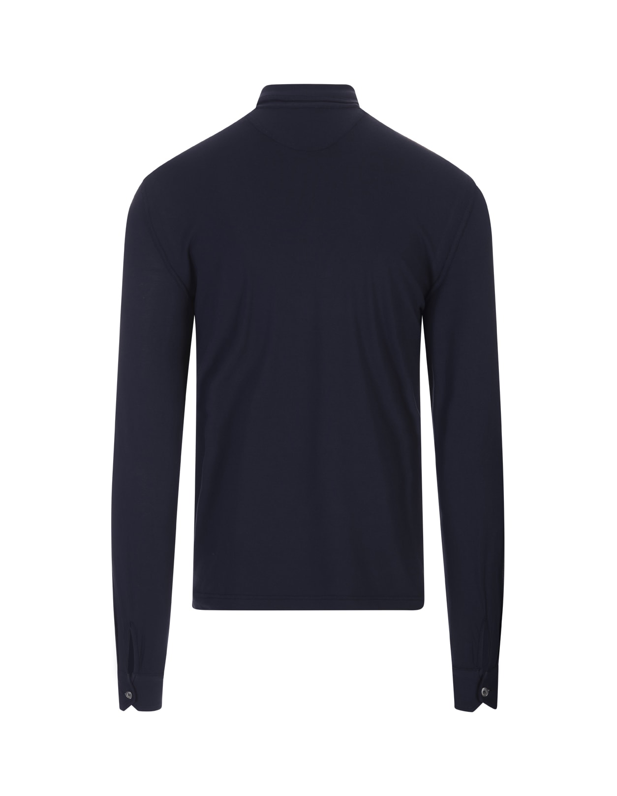 Shop Fedeli Night Blue Long Sleeve Polo Shirt