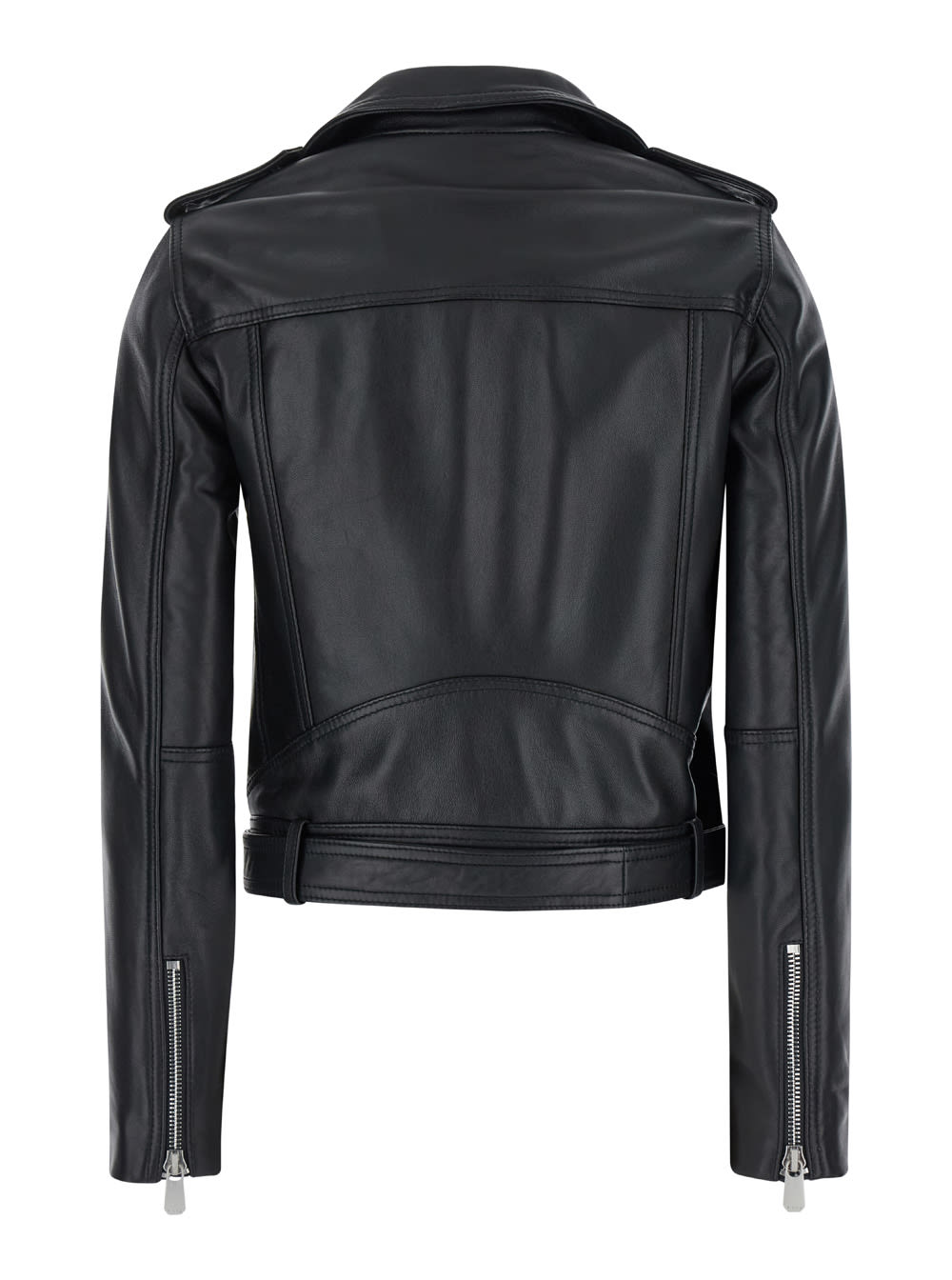 Shop Pinko Costa Rica Black Biker Jacket In Leather Woman