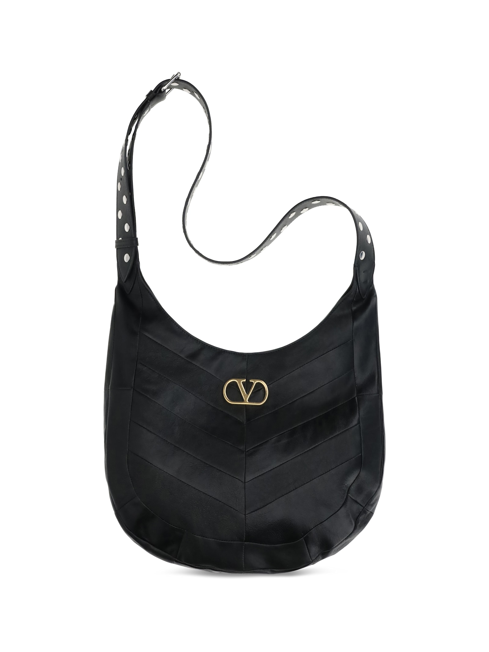Valentino Garavani  Garavani Hoboho Small Hobo Bag In Chevron-patterned Nappa Leather Woman In Orange
