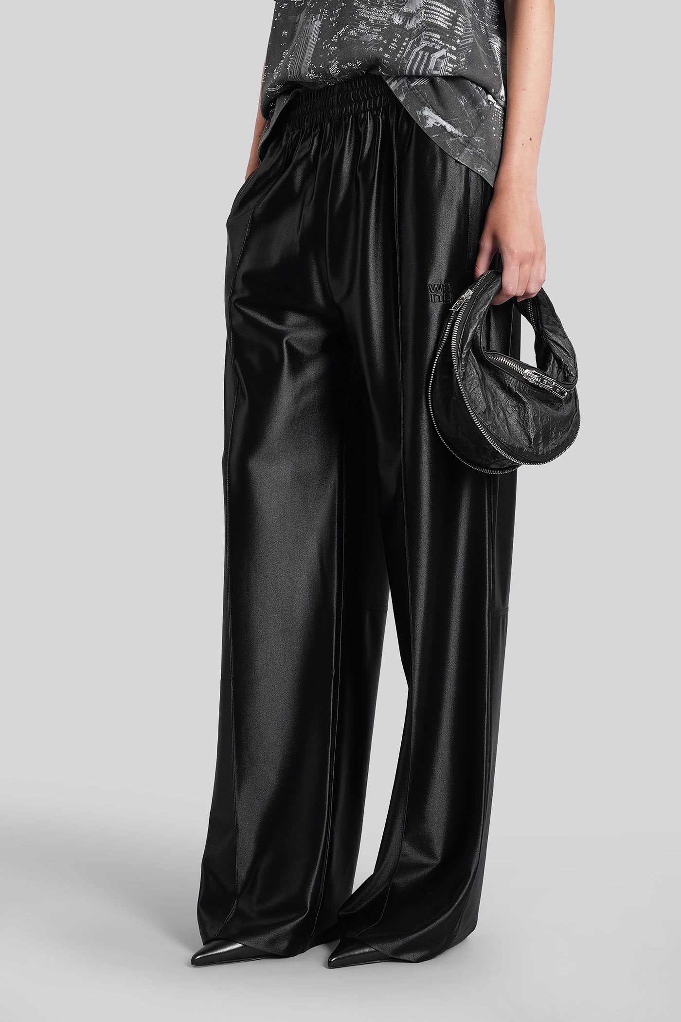 Alexander Wang Mid-rise Trackpant In Satin Faille Jersey. In Black