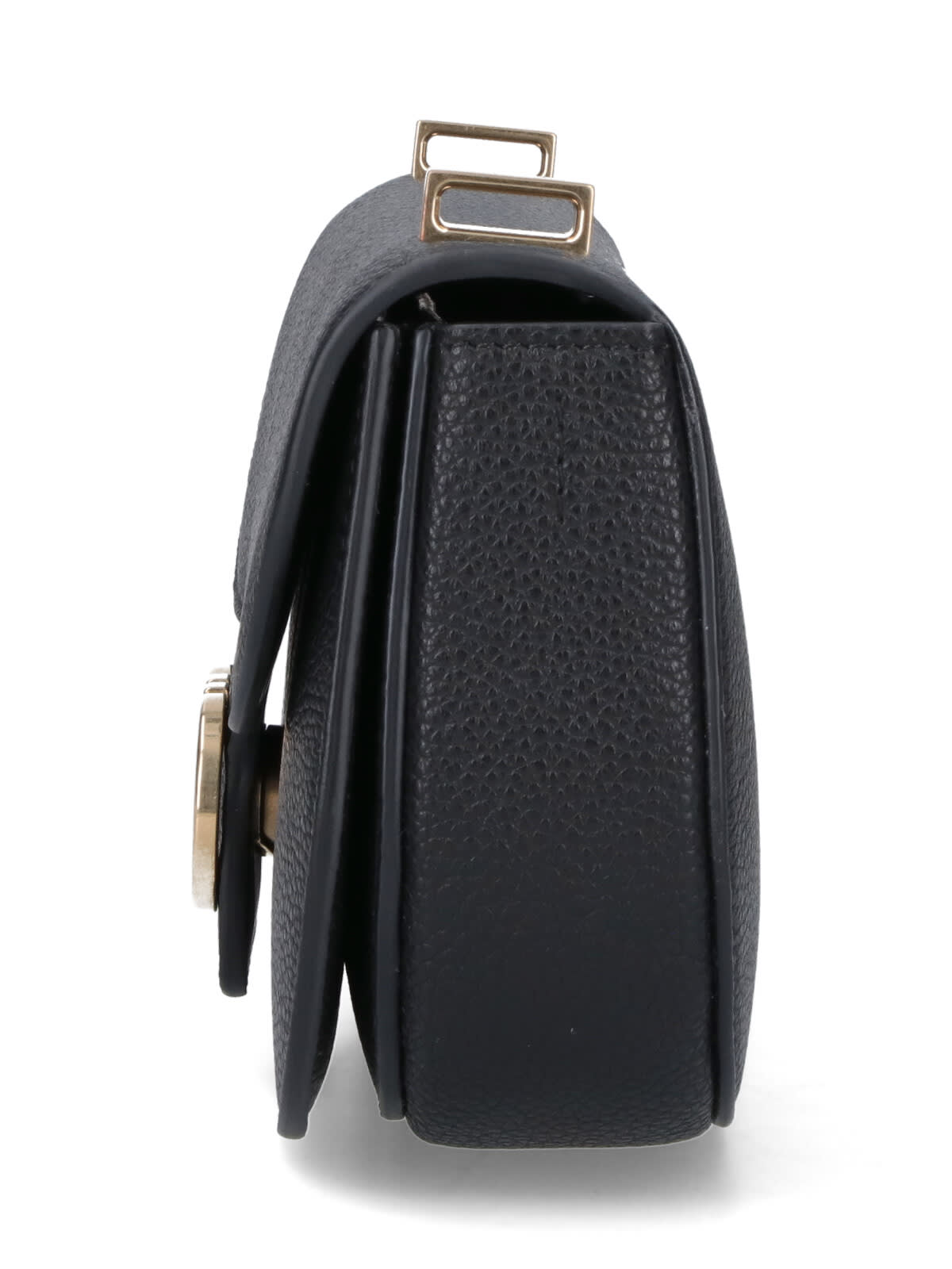 Ferragamo Rectangular Black Textured Leather Shoulder Bag With Magnetic Closure In Black