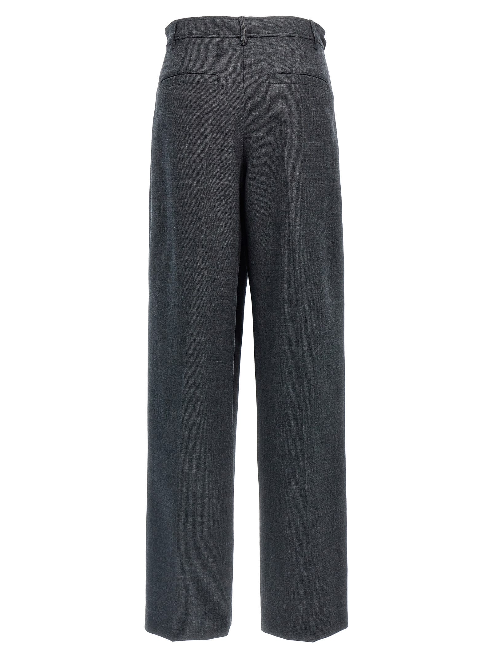 Shop Brunello Cucinelli Loose Wrapped Pants In Gray