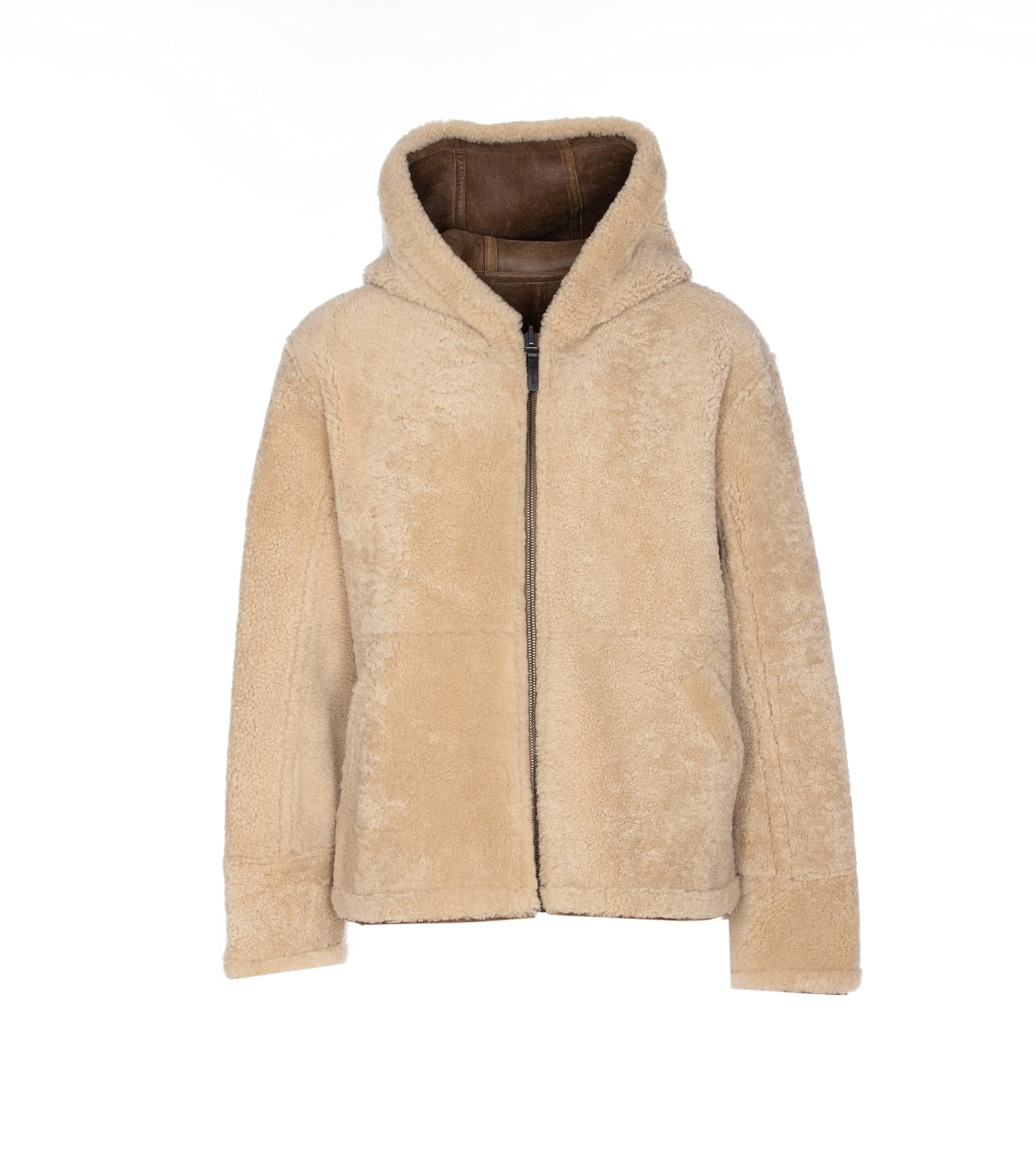 Yves Salomon Reversible Aviateur Shearling Jacket In Nude