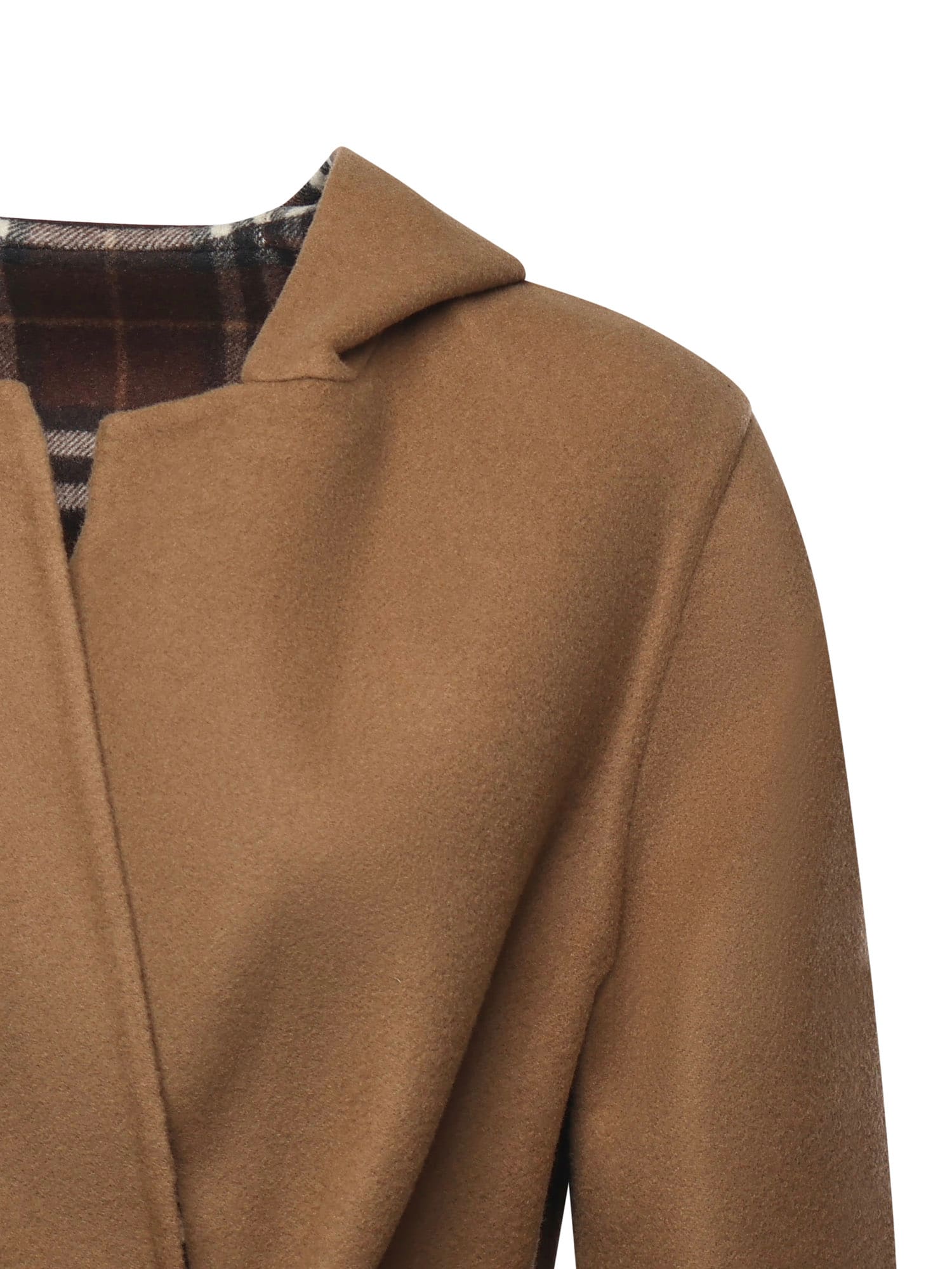 Burberry Reversible Wool Coat Belted Waist In Brown
