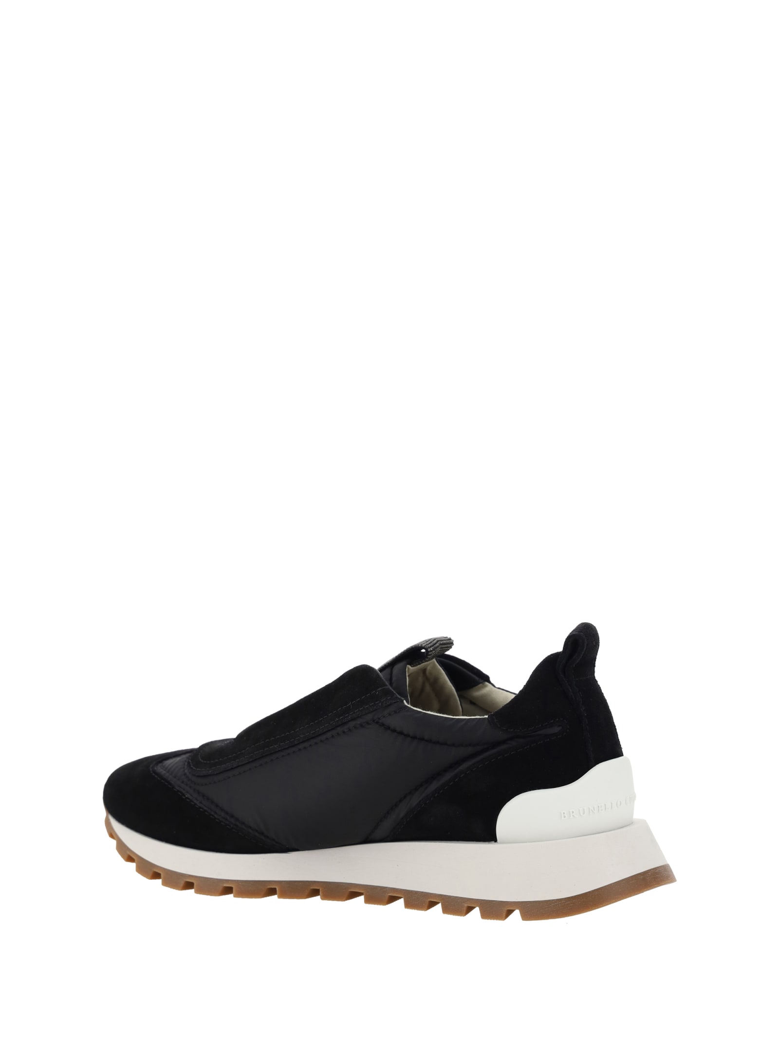 Brunello Cucinelli Monili-chain Leather Sneakers In Nero