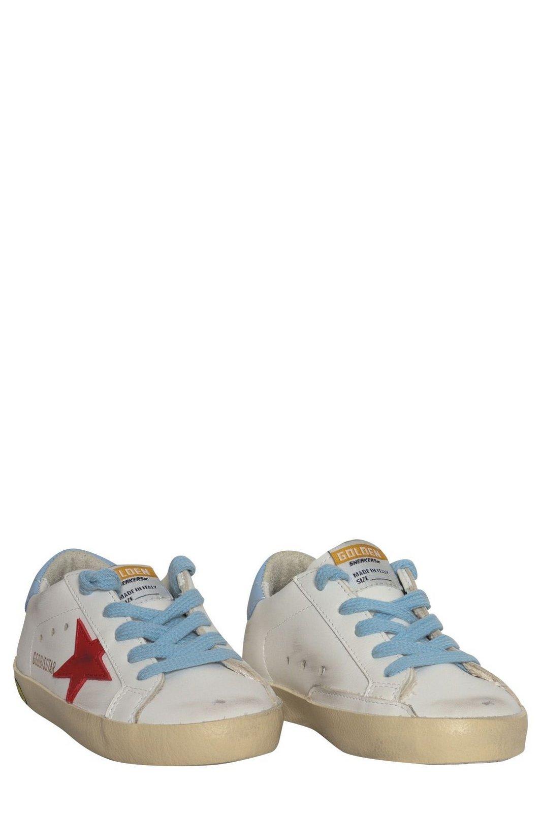 Shop Golden Goose Kids Super Star Classic Lace-up Sneakers In White/red