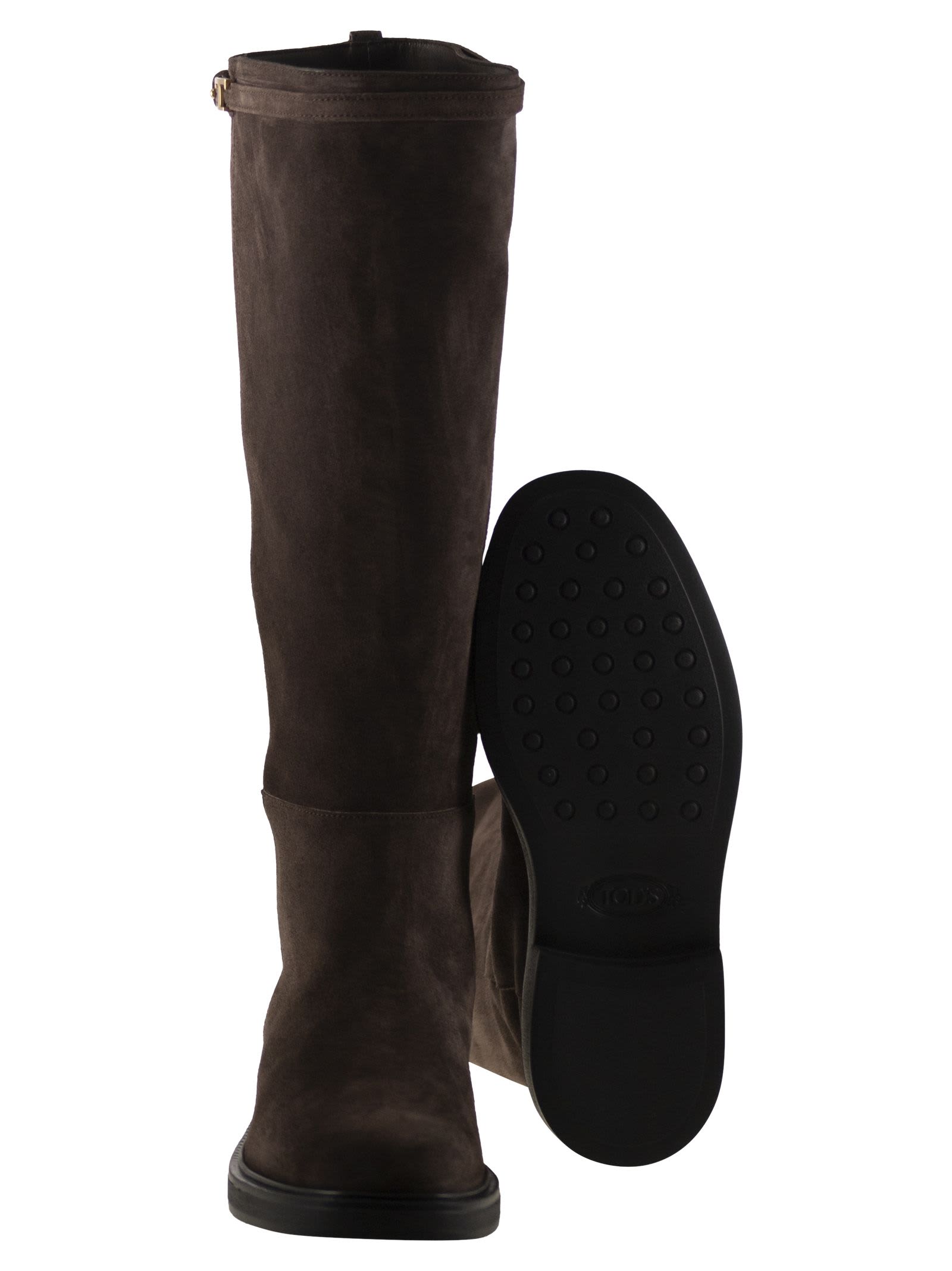 Tod's Suede Leather Boot In Brown