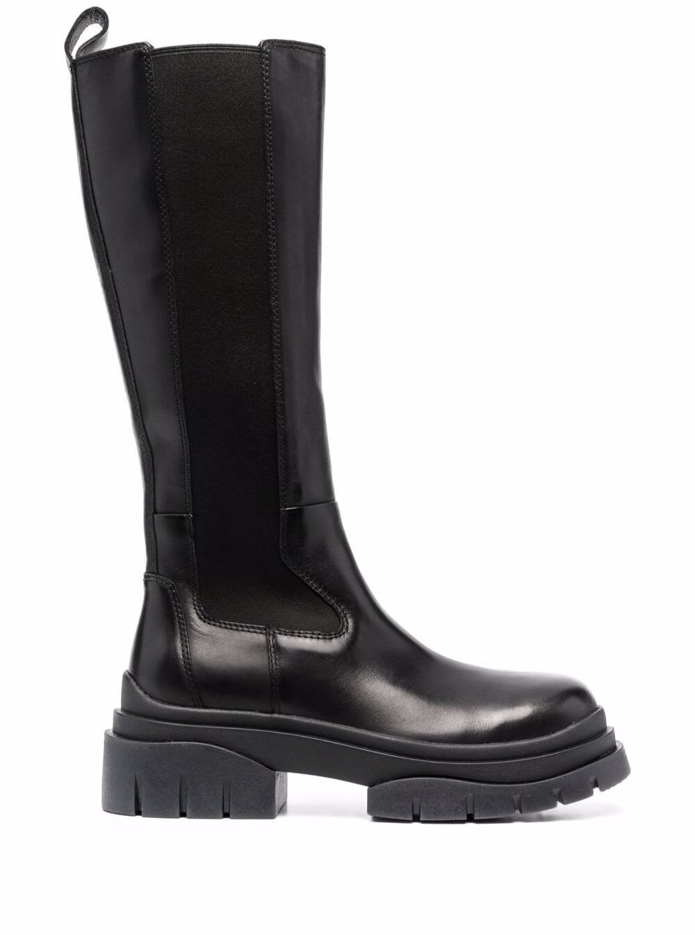 Ash Black Stone Leather Boots