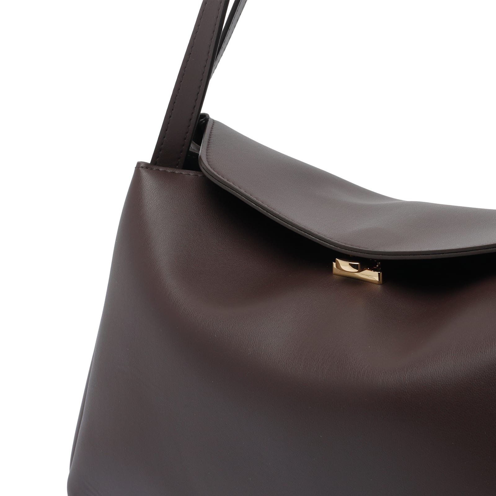 Themoirè Clasp-fastening Shoulder Bag In Brown