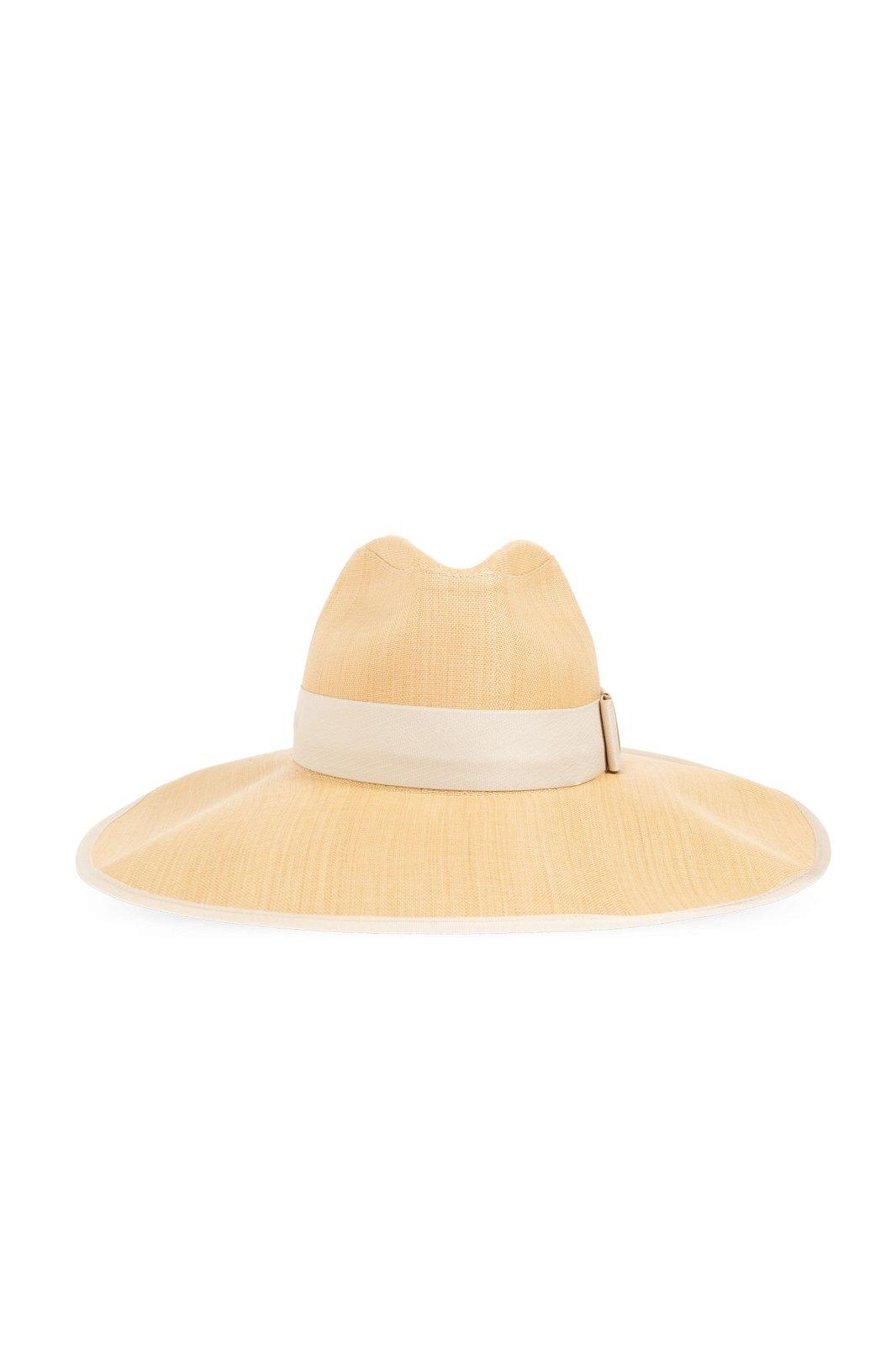 Bow-detailed Wide Brim Trilby