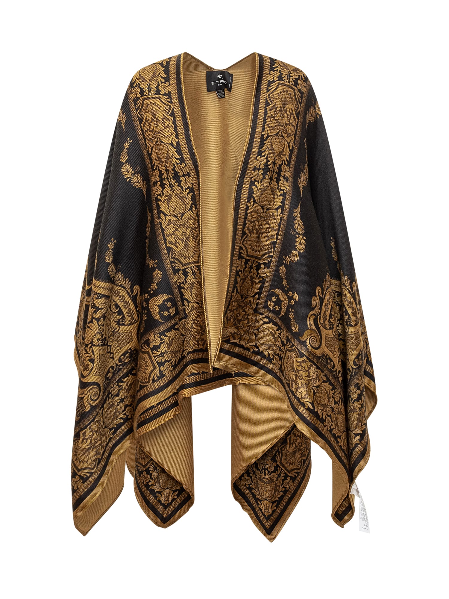 Shop Etro Poncho In Nero