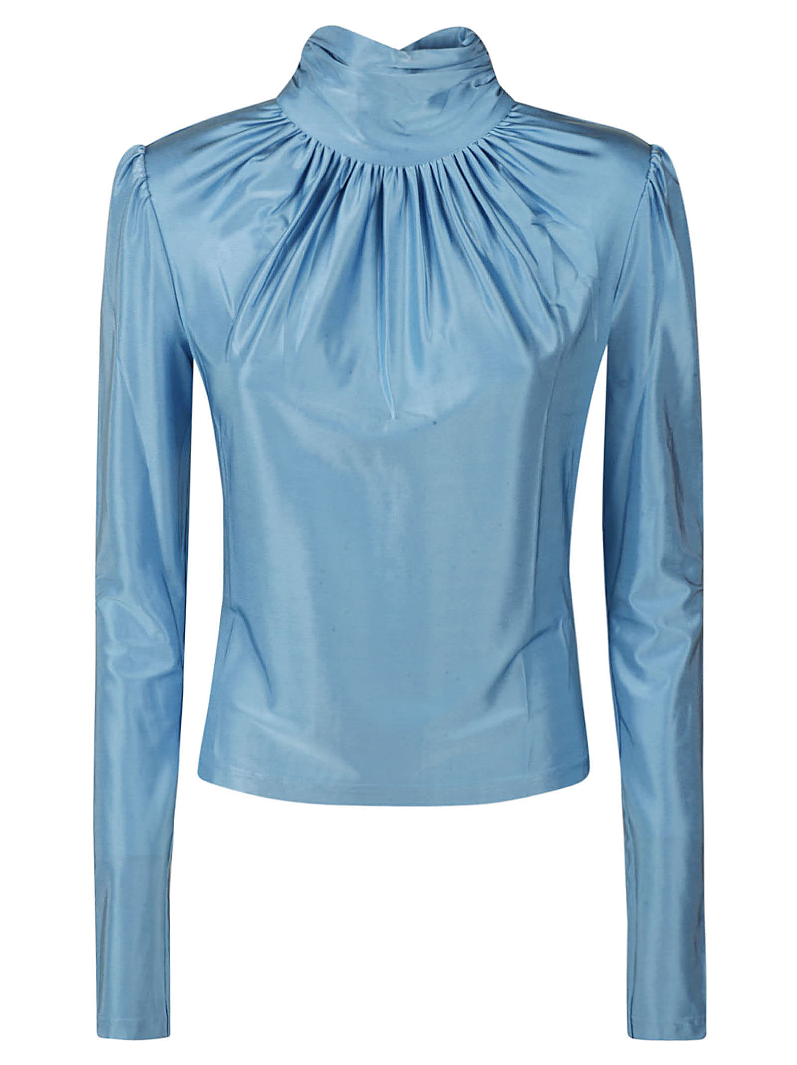 Paco Rabanne Wrap Neck Long-sleeved Shiny Top