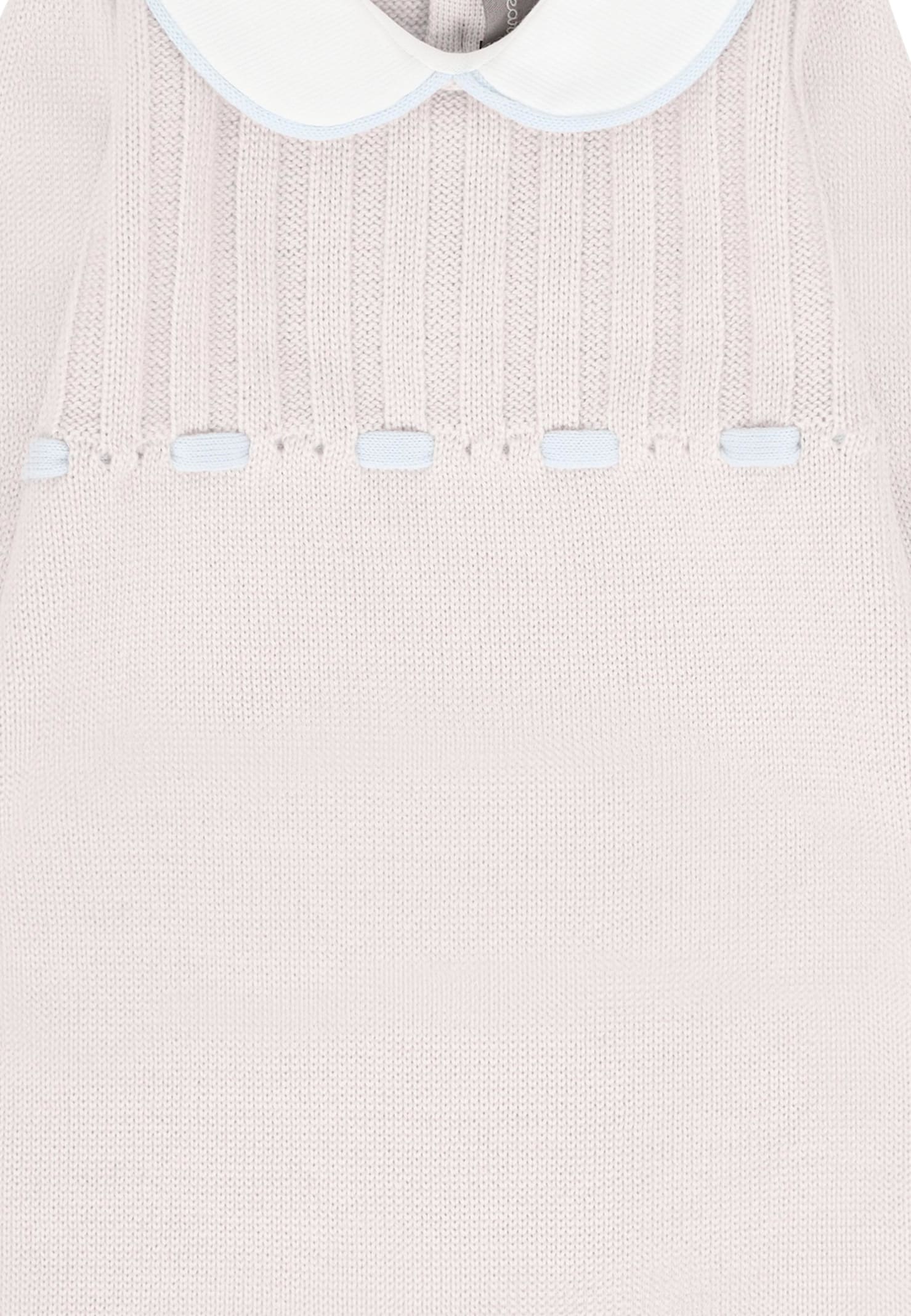 Little Bear Beige Jumpsuit For Babykids With Ivory Ribbon In Sand