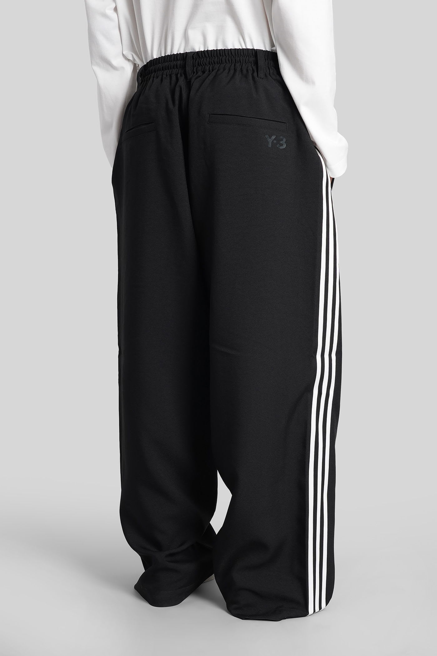 Y-3 Drawstring Trousers With Side Stripes In Black
