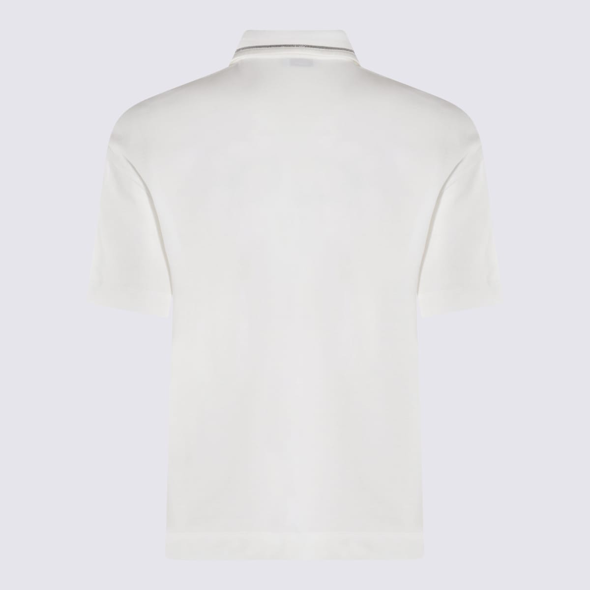Shop Brunello Cucinelli White Cotton Polo Shirt In Pale Green