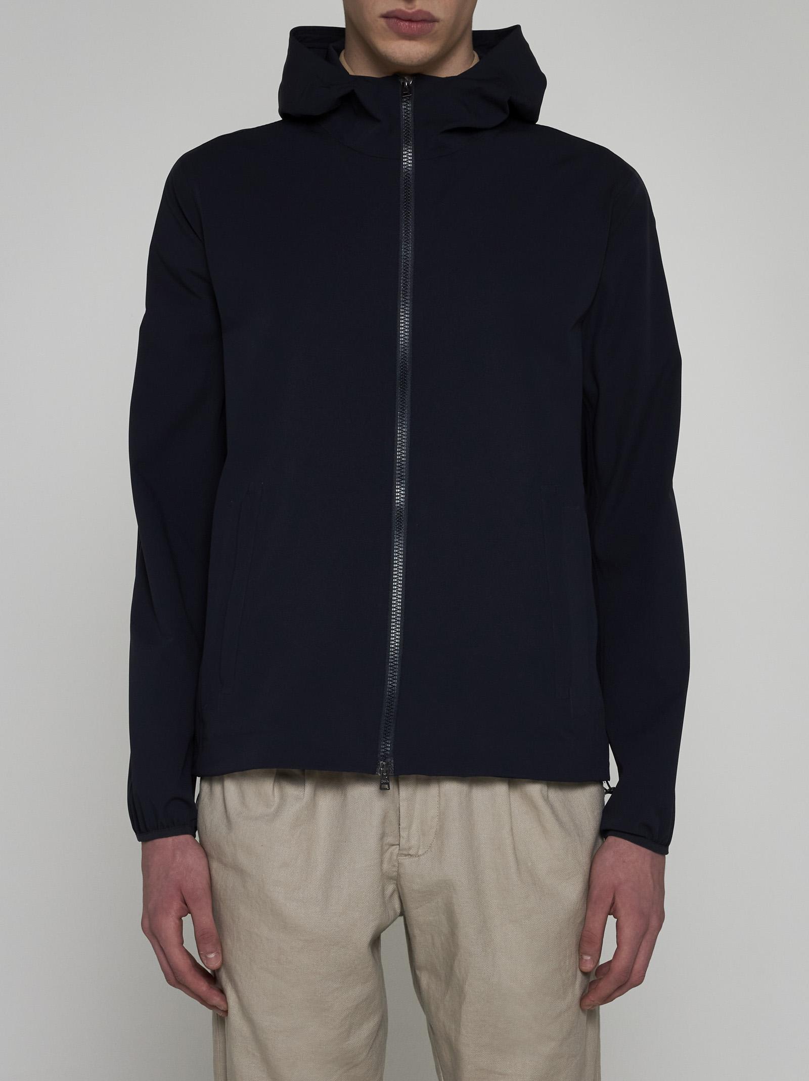 Shop Herno Hooded Nylon Jacket In Blue