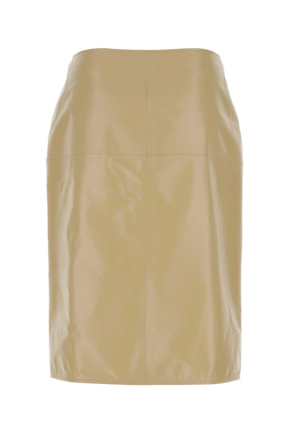 Bottega Veneta Beige Leather Skirt In 9640