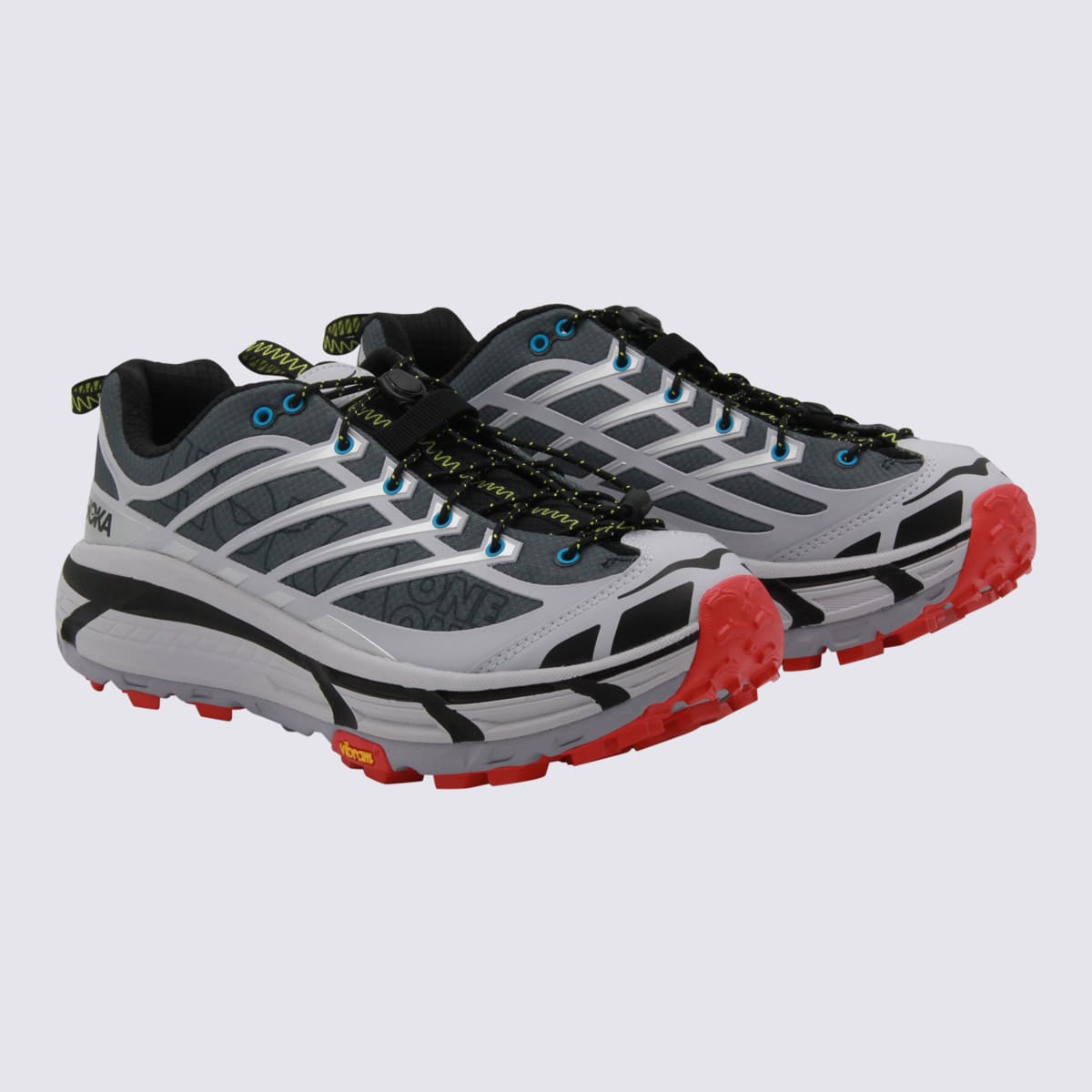 Hoka Mesh Trail Shoes With Quick-lace System In Gray