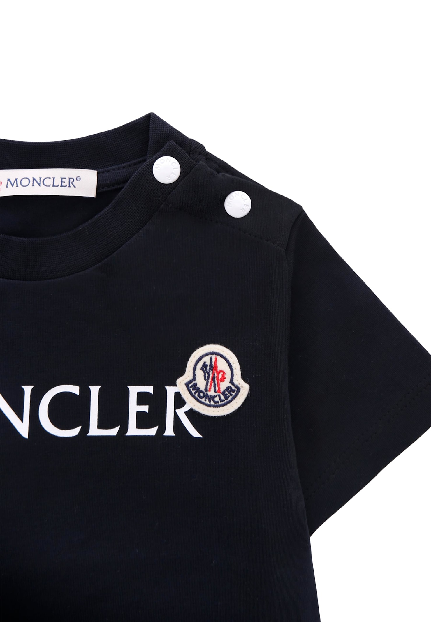 Moncler Blue T-shirt For Baby Boy With Logo In Black