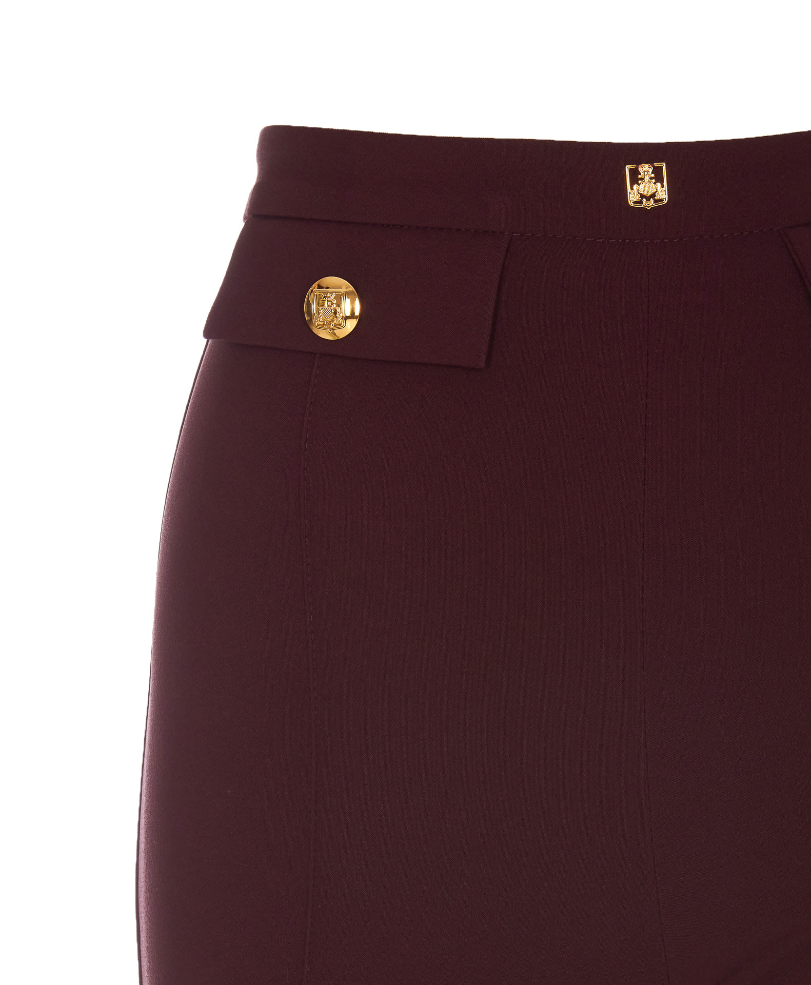 Elisabetta Franchi Palazzo Pants In Crepe Stretch In Burgundy