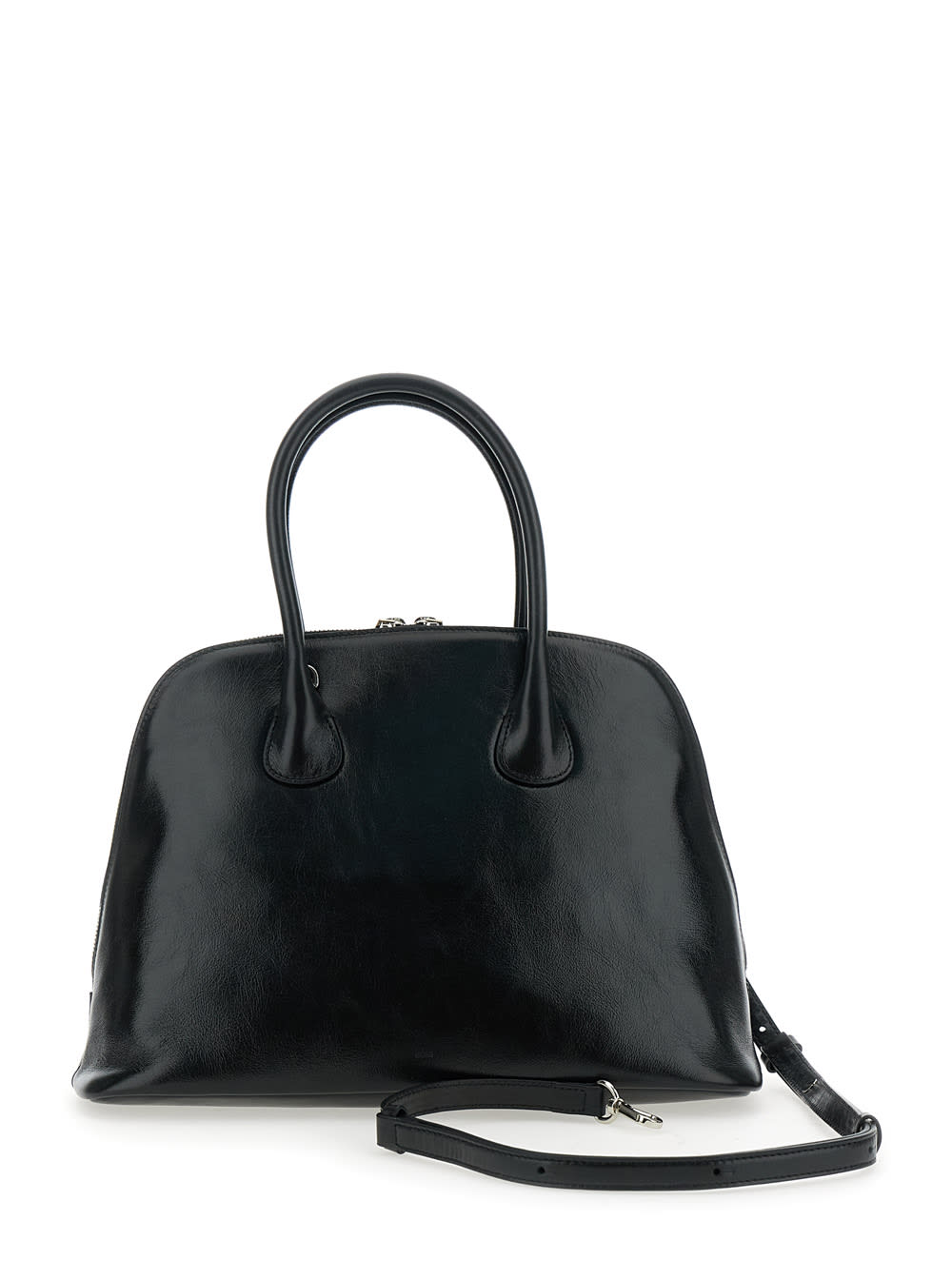 Osoi Zip Brocle Black Handbag With Belt With Metal Buckle And Top Shoulder Strap In Leather Woman In Black