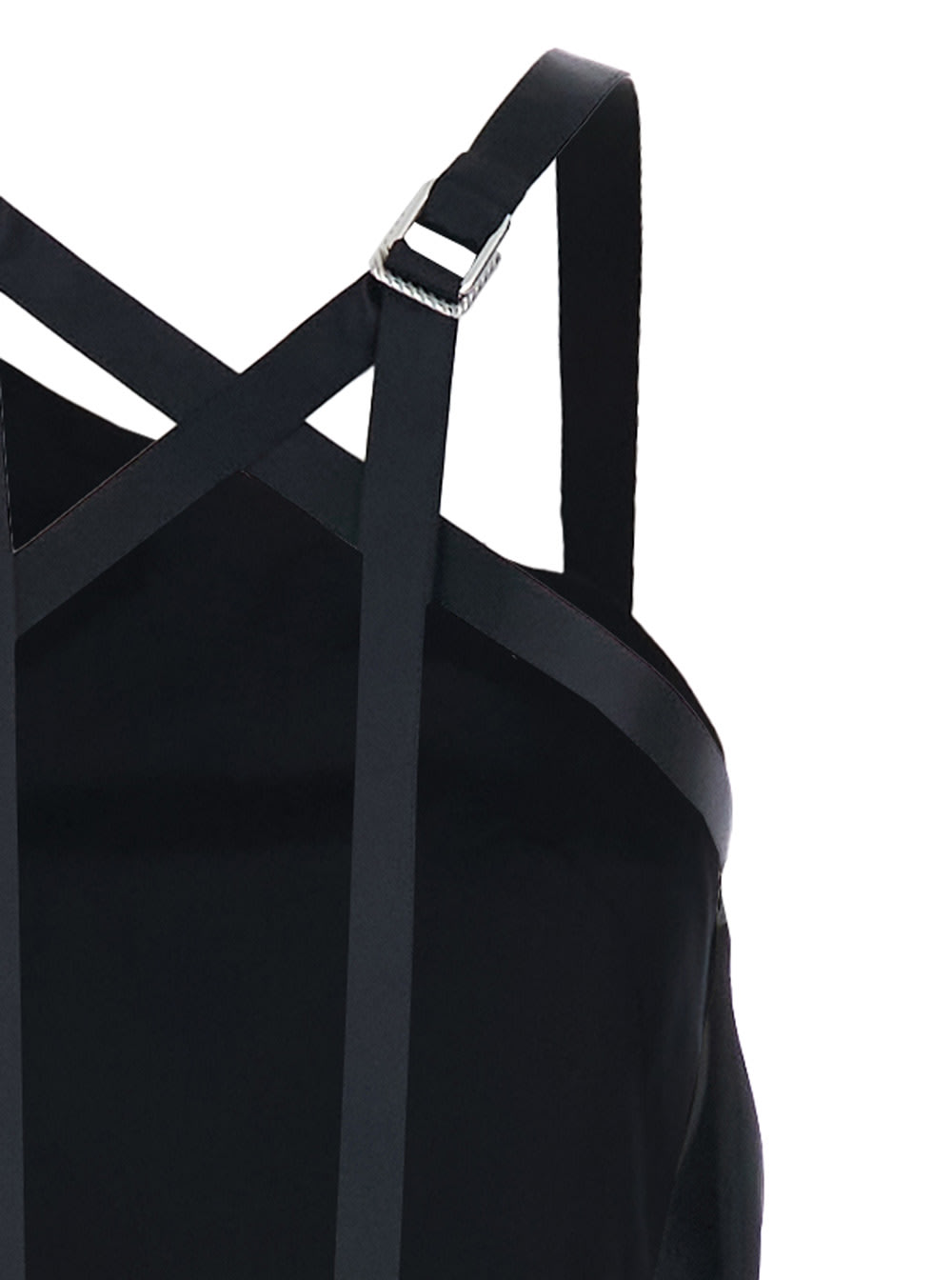 Attico Black Sleeveless Long Dress With Criss-crossed Adjustable Straps And Open Rear In Viscose Woman In Black