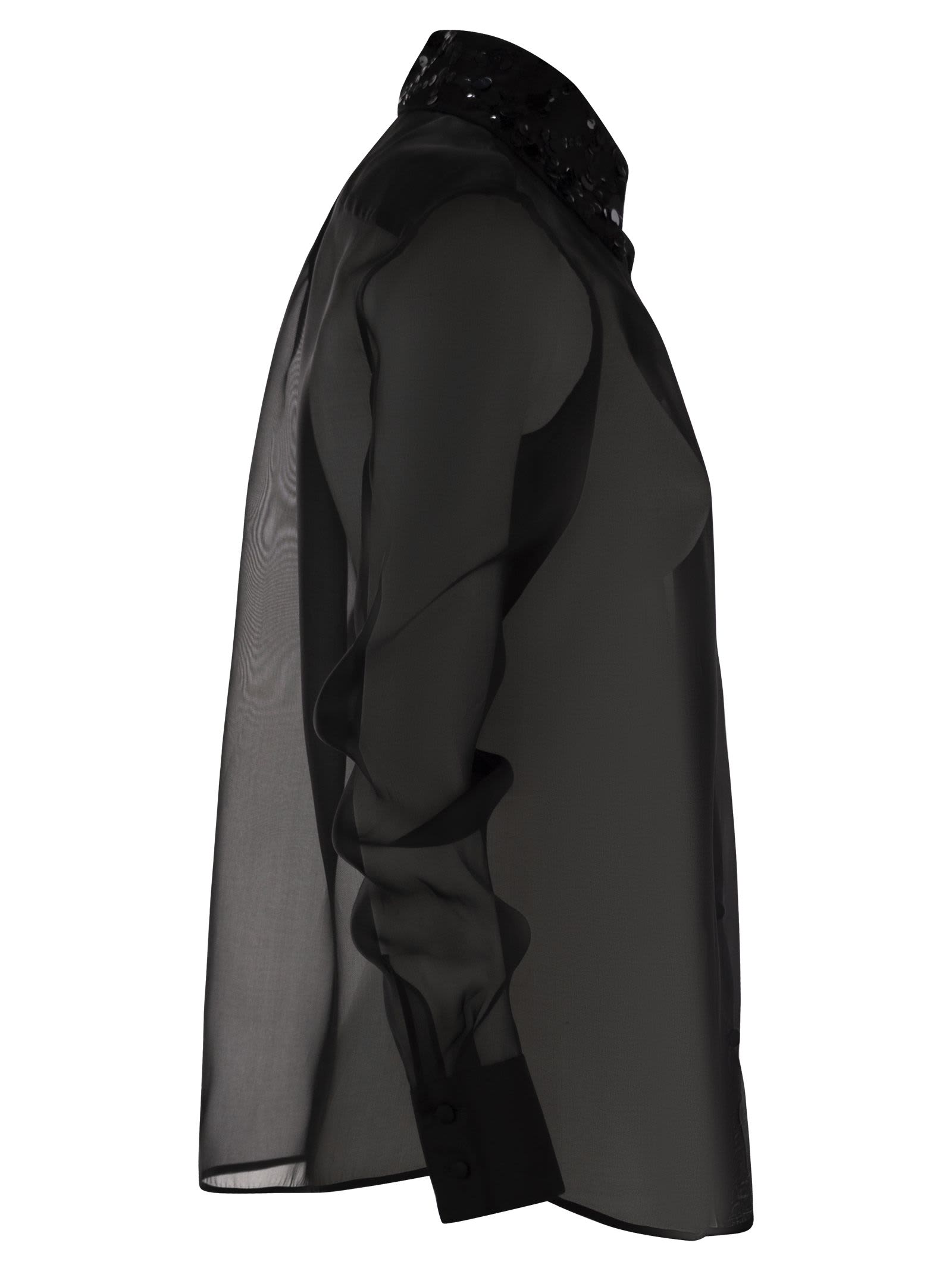 Fabiana Filippi Women's Silk Organza Shirt With Embroidery In Black