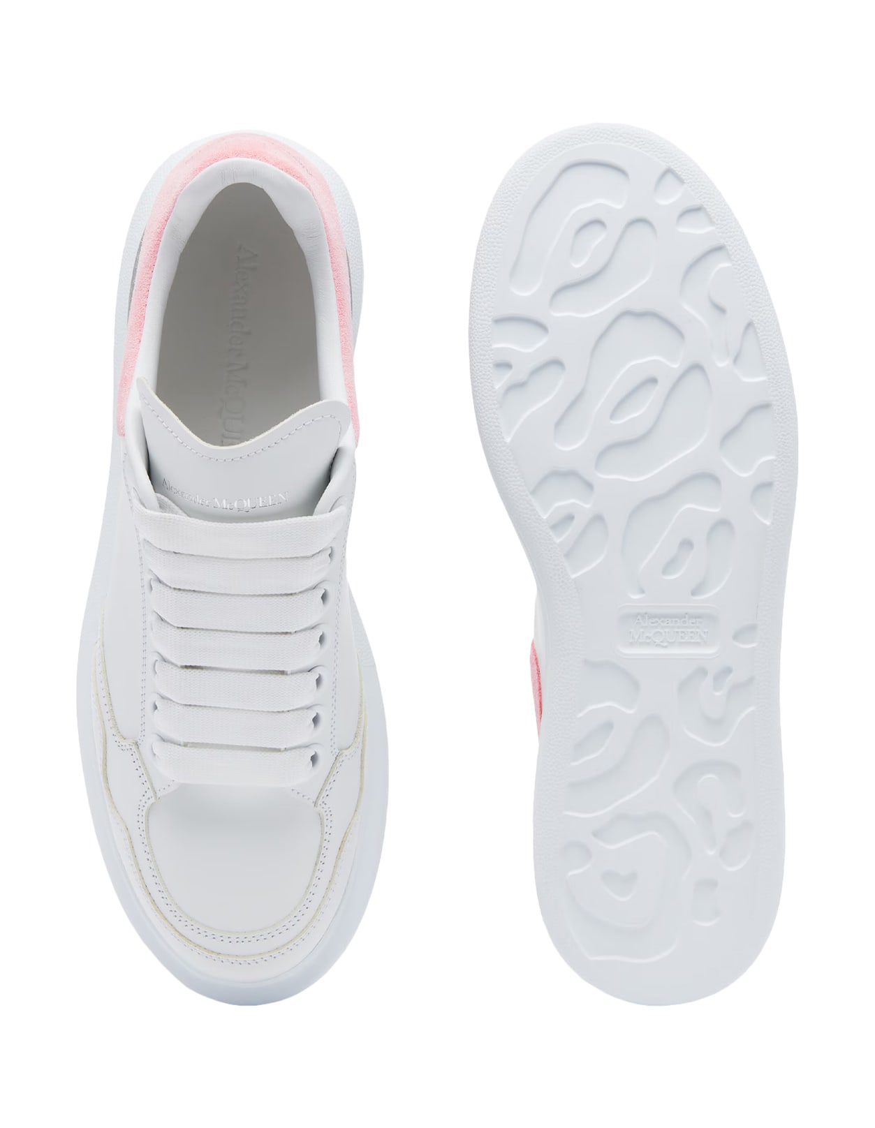 Shop Alexander Mcqueen Oversized Sneakers In White/pink Cherry Blossom