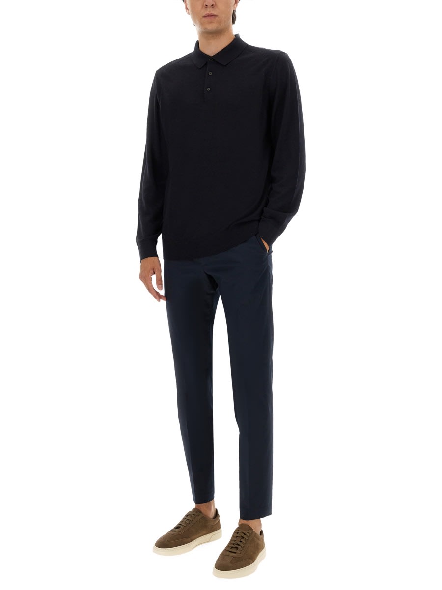 Hugo Boss Boss Camel Classic Knitted Polo With Three-button Placket In Blue