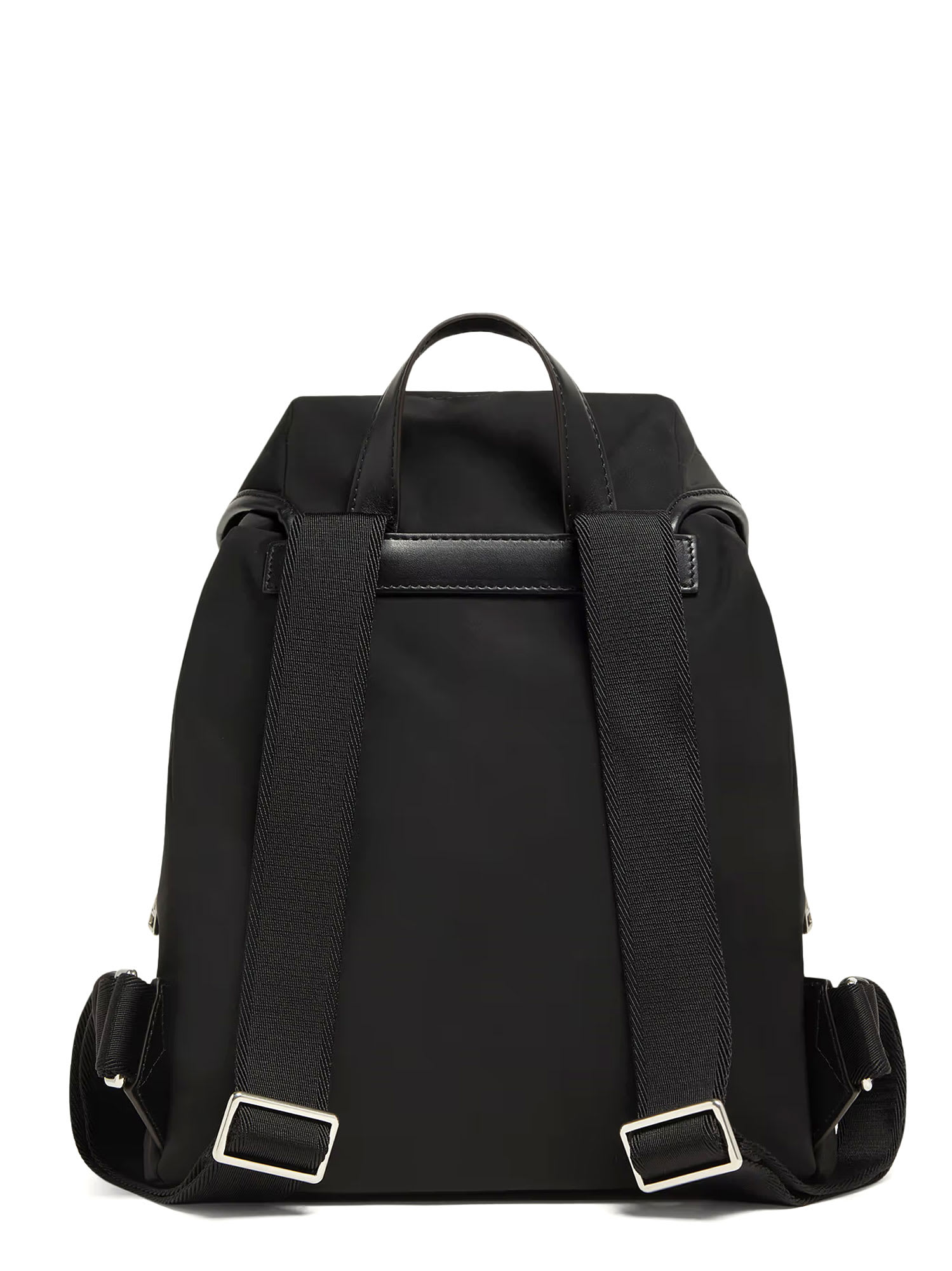 Moncler Black Leather-trimmed Backpack With Multiple Zip Pockets In Black