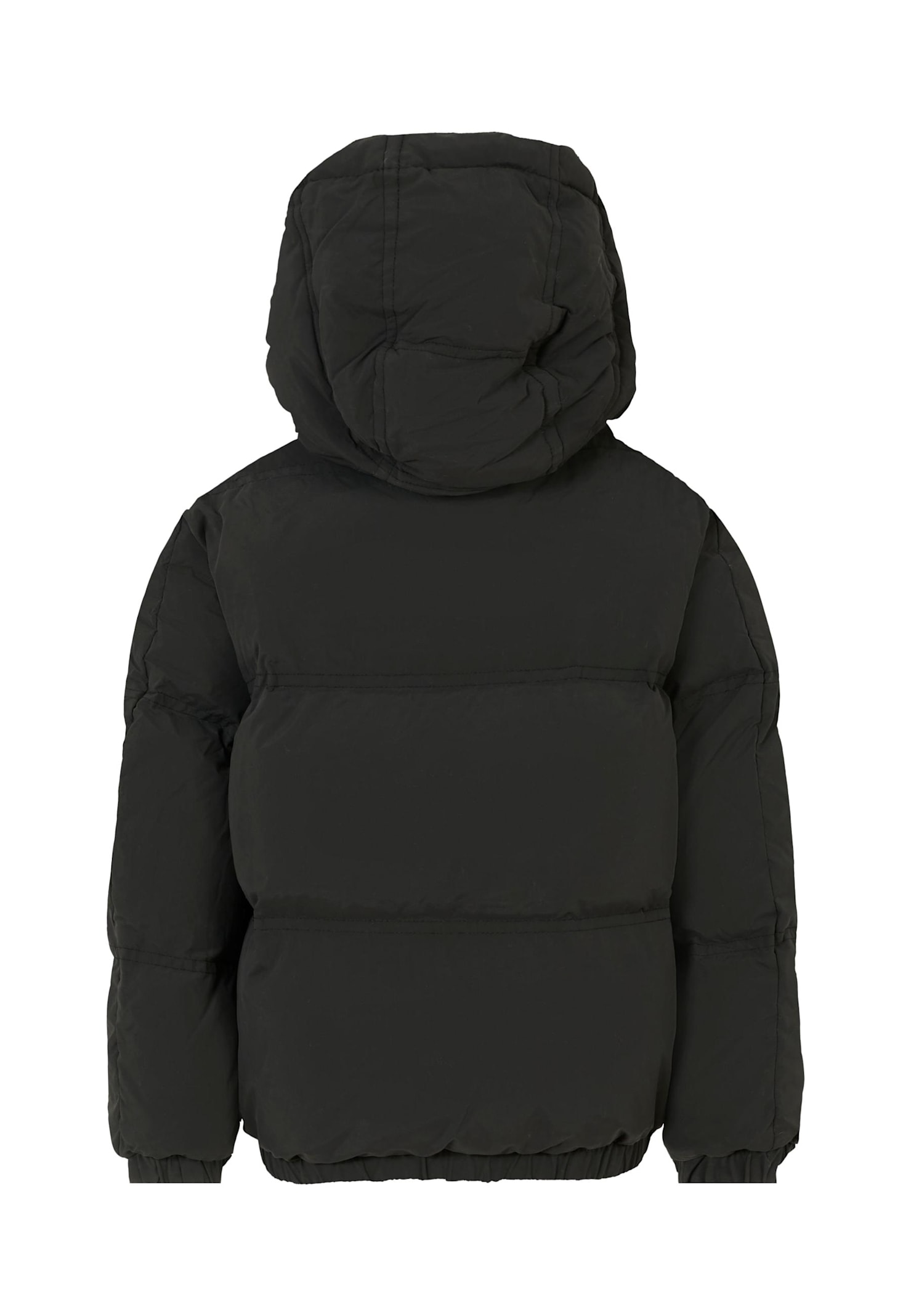 Diesel Black Down Jacket For Kids With Logo In Black