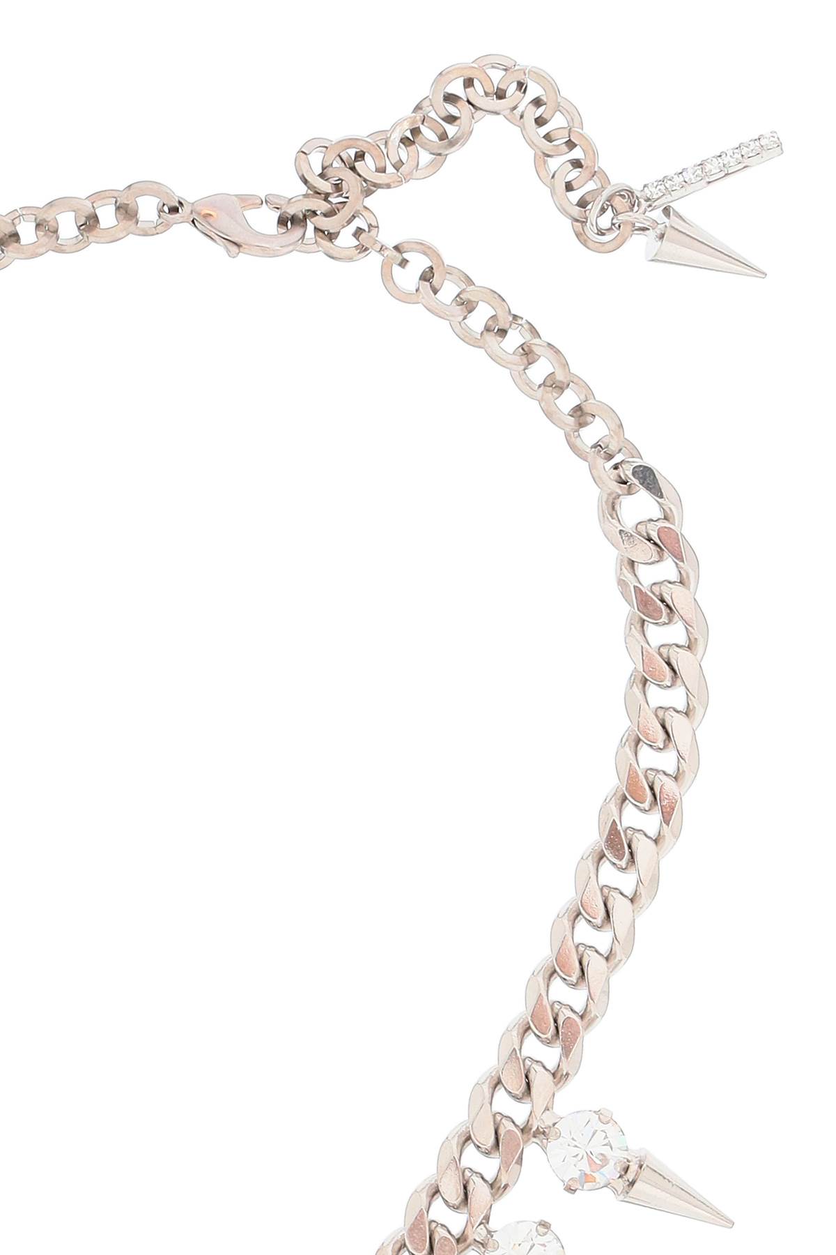 Shop Alessandra Rich Choker With Crystals And Spikes In Crystal Silver (silver)