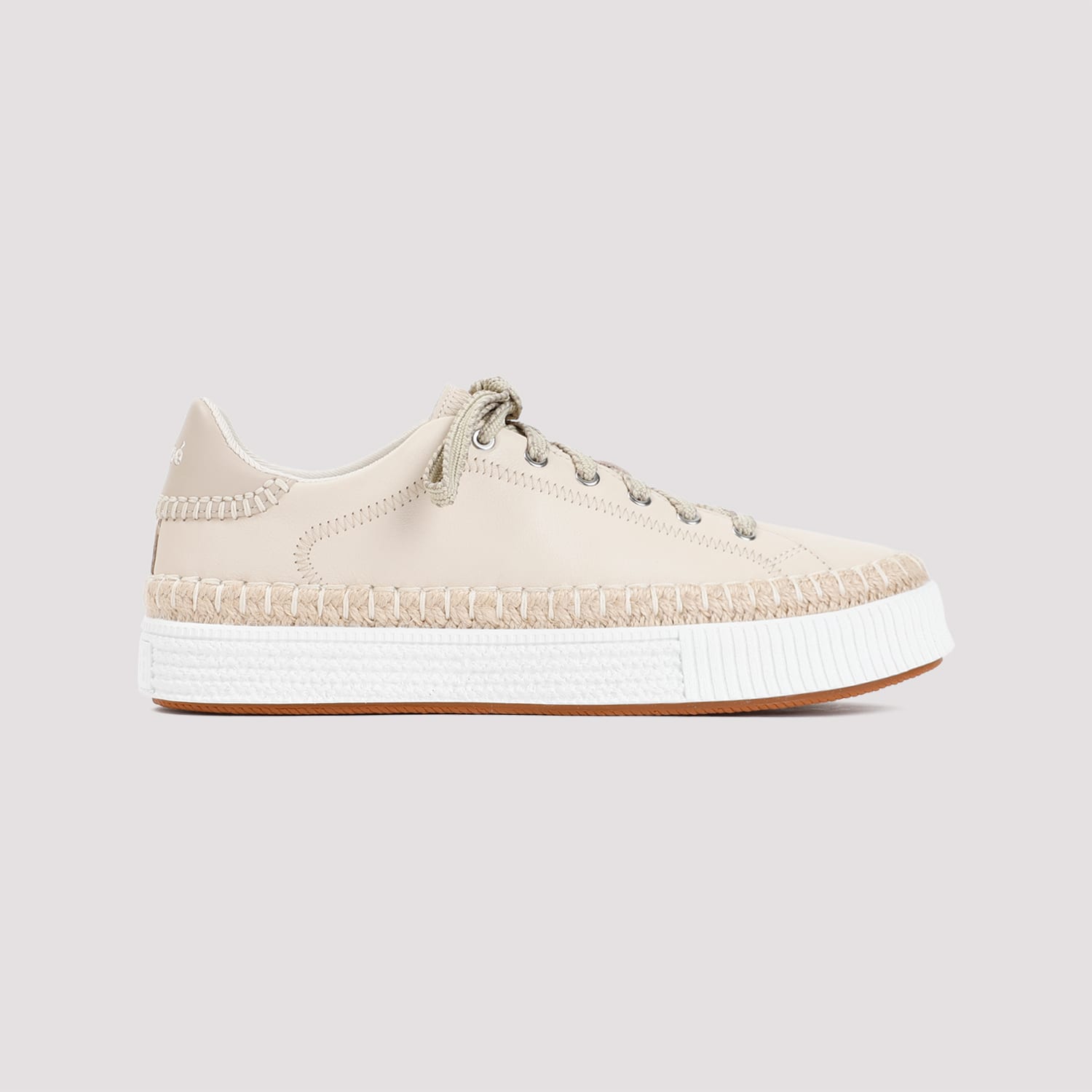 Shop Chloé Telma Leather Sneakers In Pearl