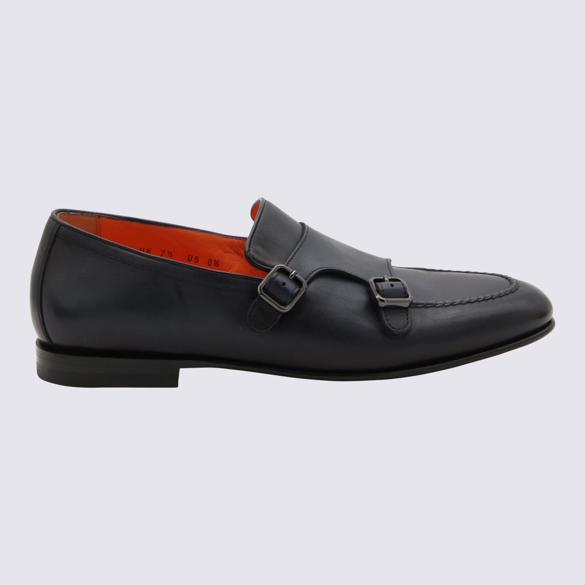 Shop Santoni Blue Leather Loafers