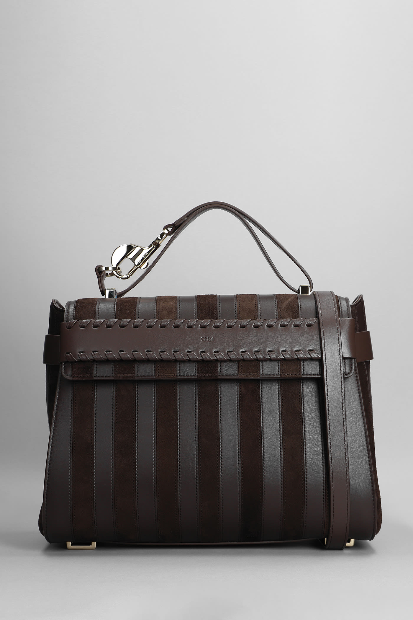 Chloé Nacha Hand Bag In Brown Leather