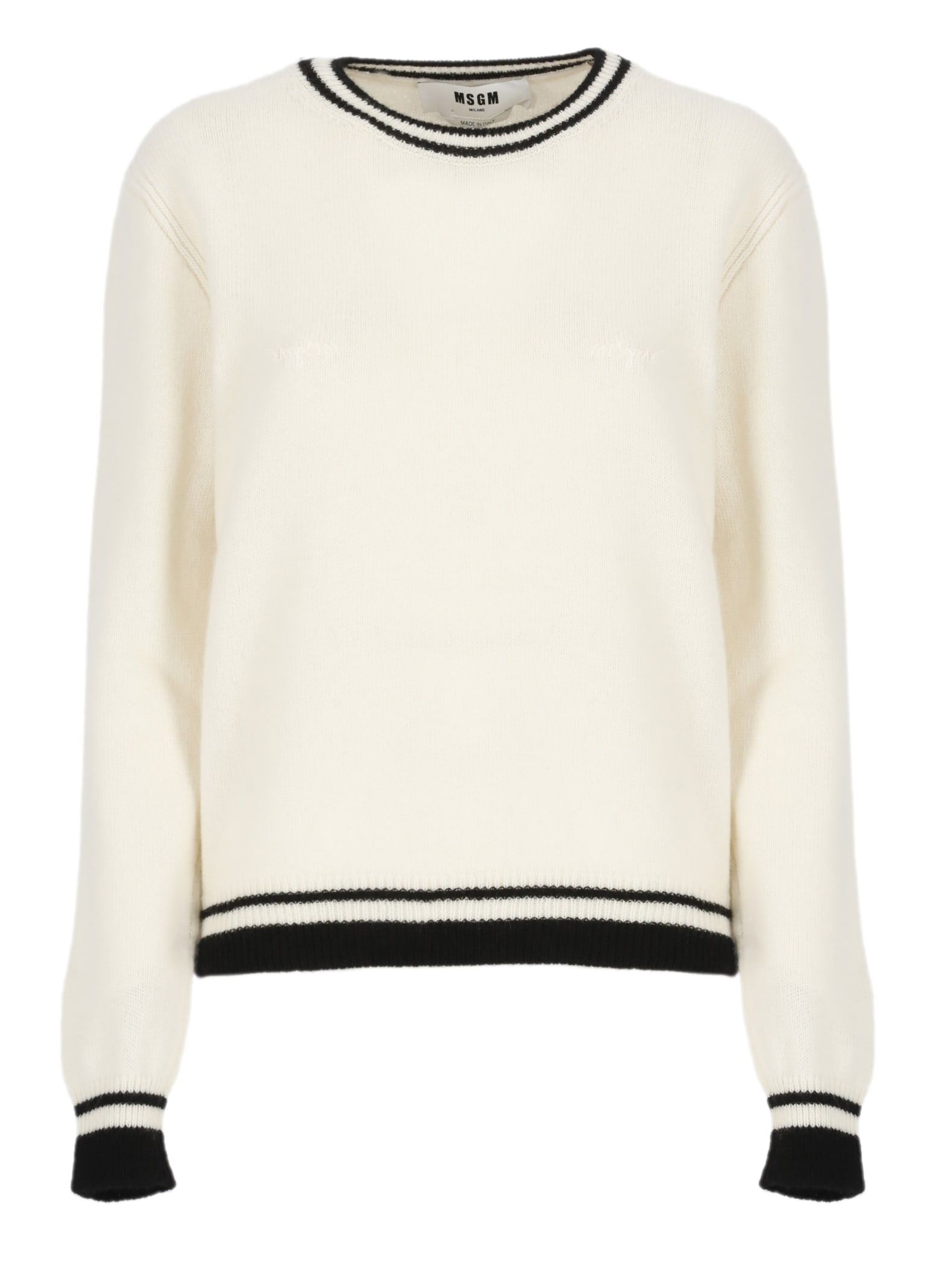 Shop Msgm Wool Sweater In White