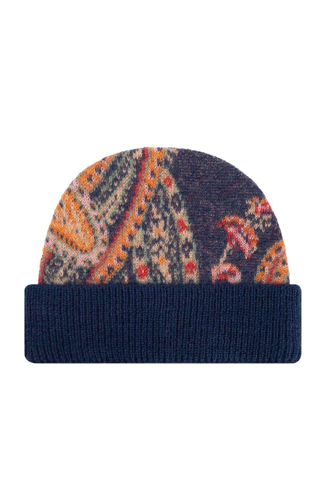 ETRO PATTERN INTARSIA-KNIT BEANIE 