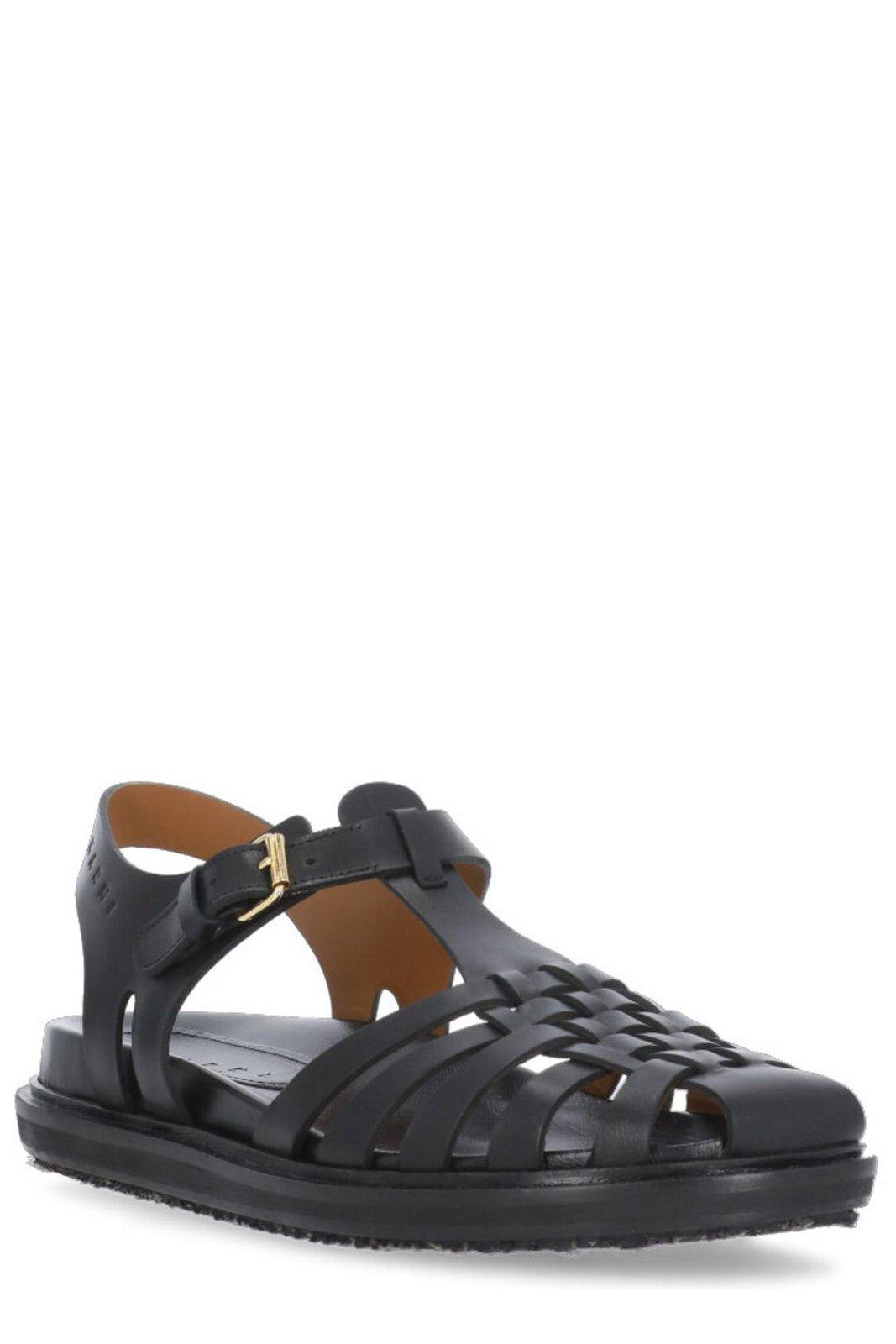 Shop Marni Fisherman Ankle-buckle Sandals In Black
