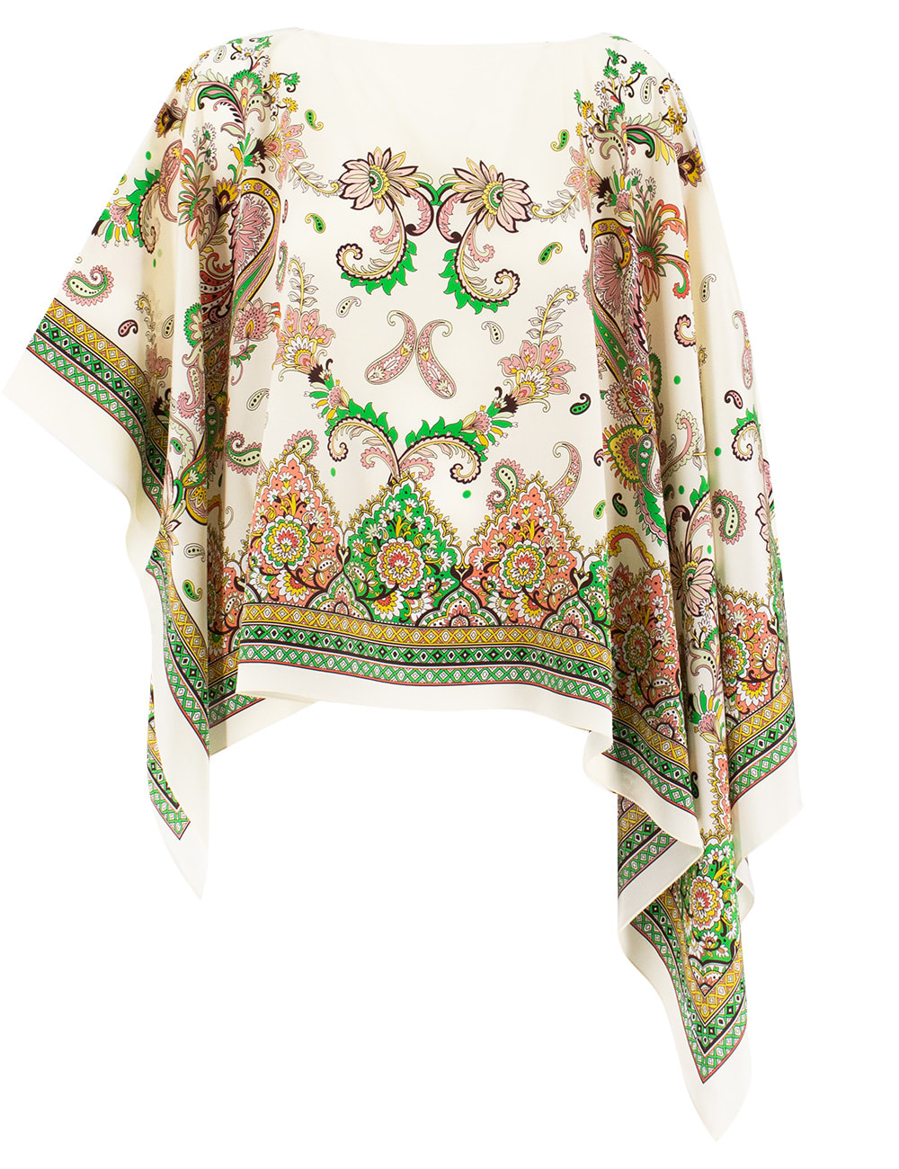 Multicolor Cape With All-over Paisley Print In Silk Woman