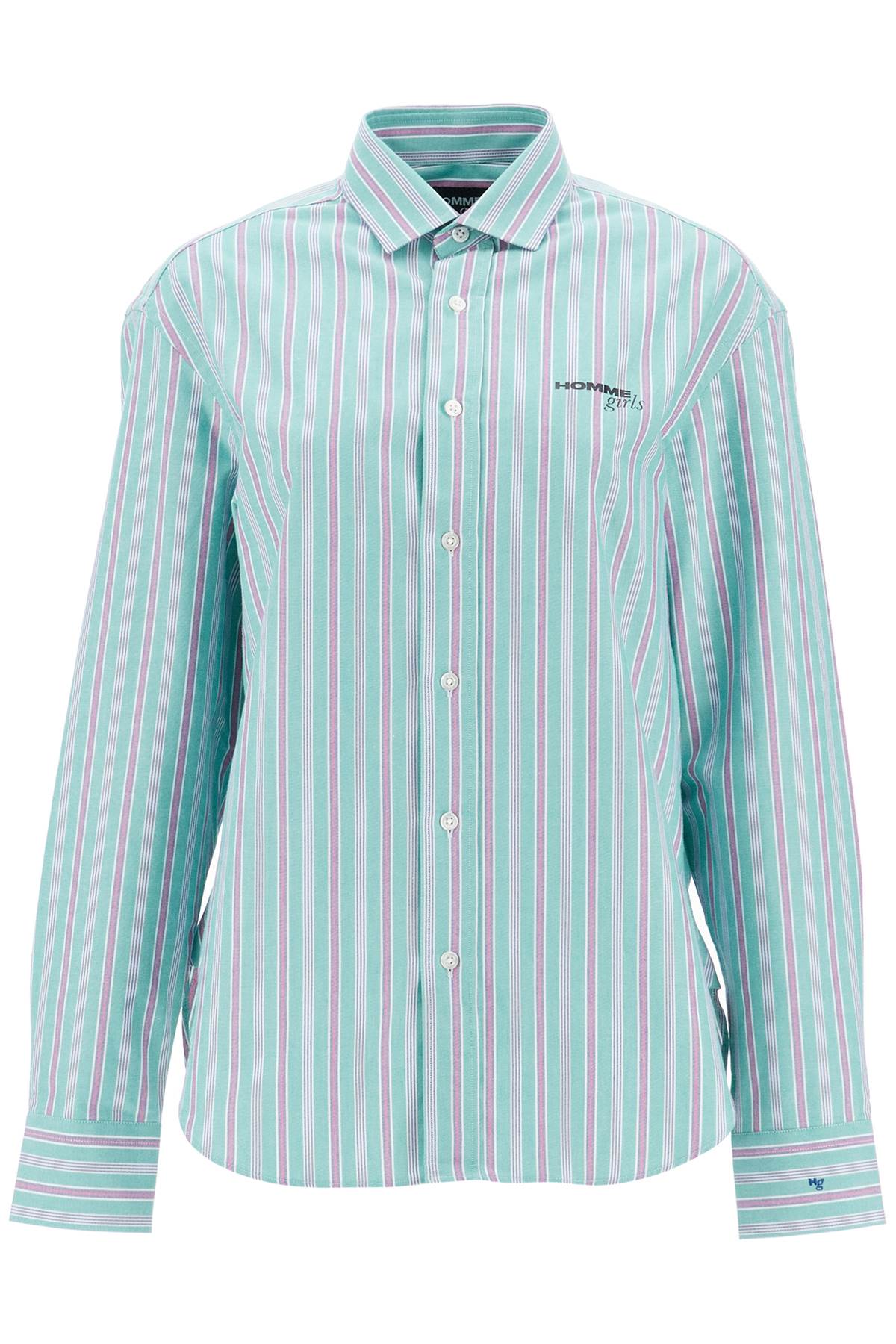 Shop Hommegirls Striped Oxford Shirt For Men In Green Oxford (green)