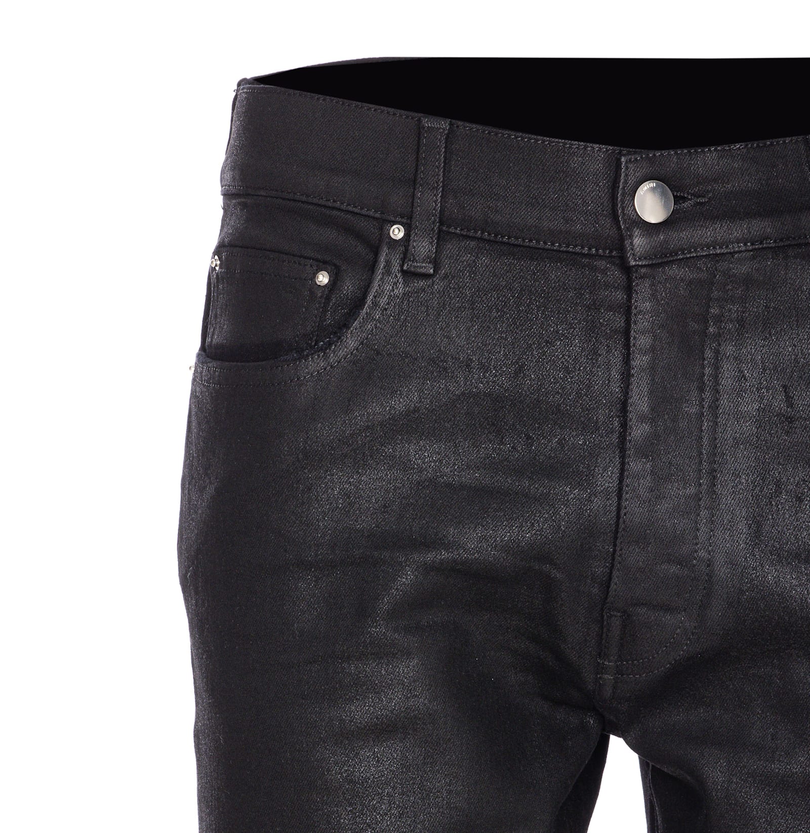 Amiri Skinny Model Waxed Jeans 5 Pockets Belt Loops