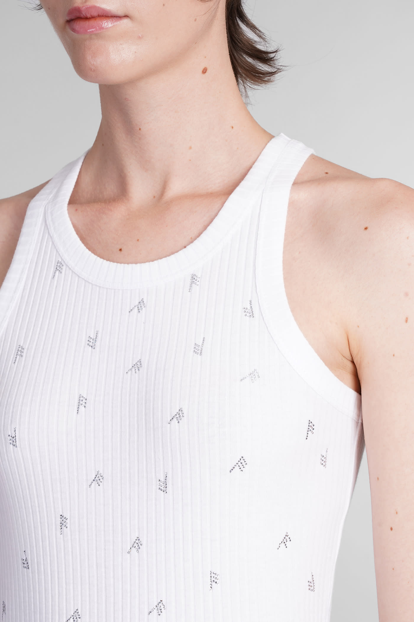 Shop Attico Tank Top In White Cotton In White/crystal