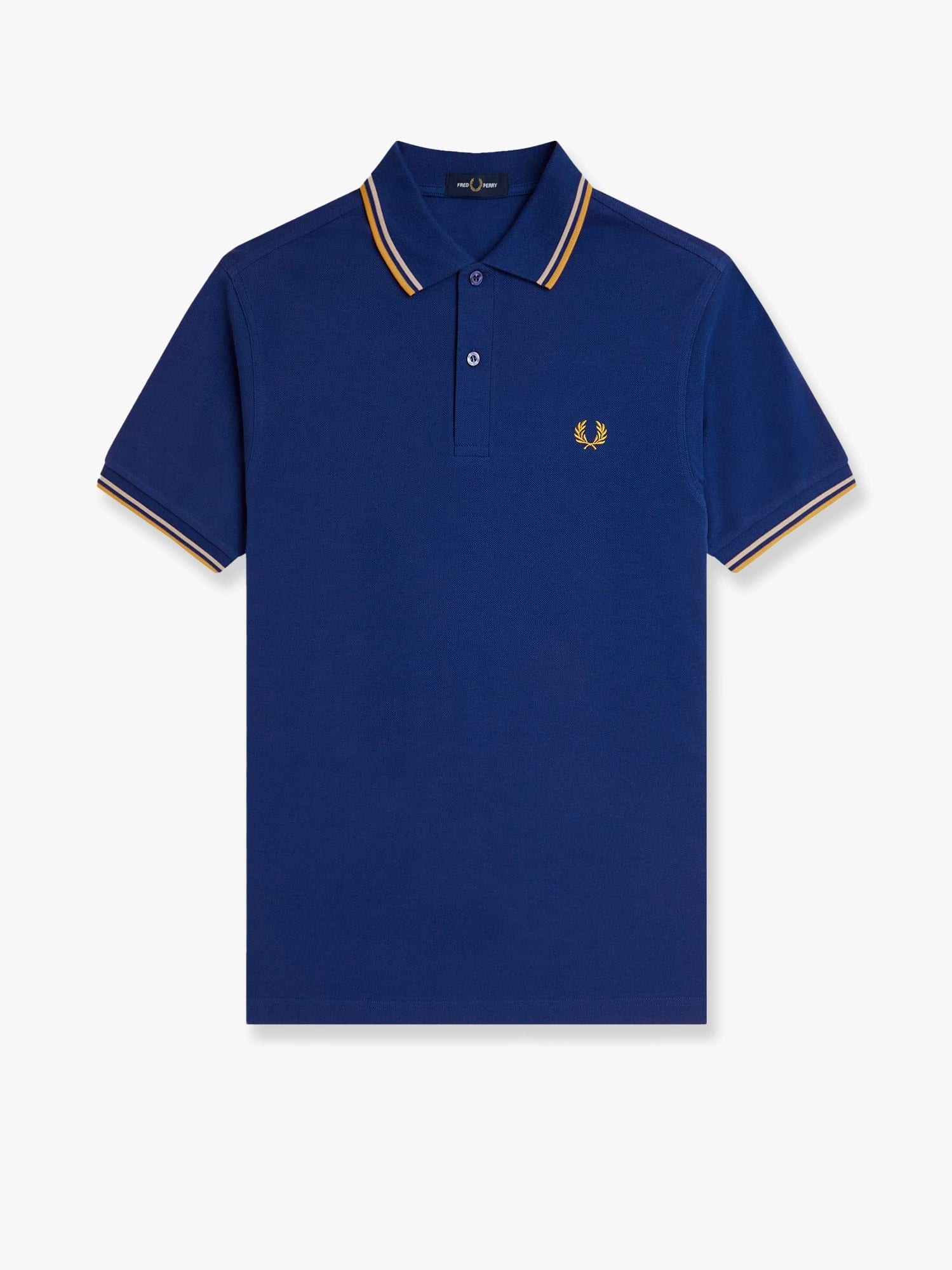 Fred Perry Cotton Pique Polo Shirt With Double Stripe In Blue