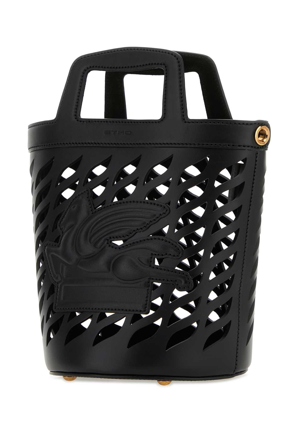 Shop Etro Black Leather Coffa Bucket Bag In 1