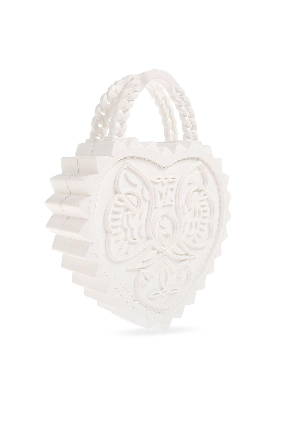 Shop Dsquared2 Open Your Heart Top Handle Bag In Bianco