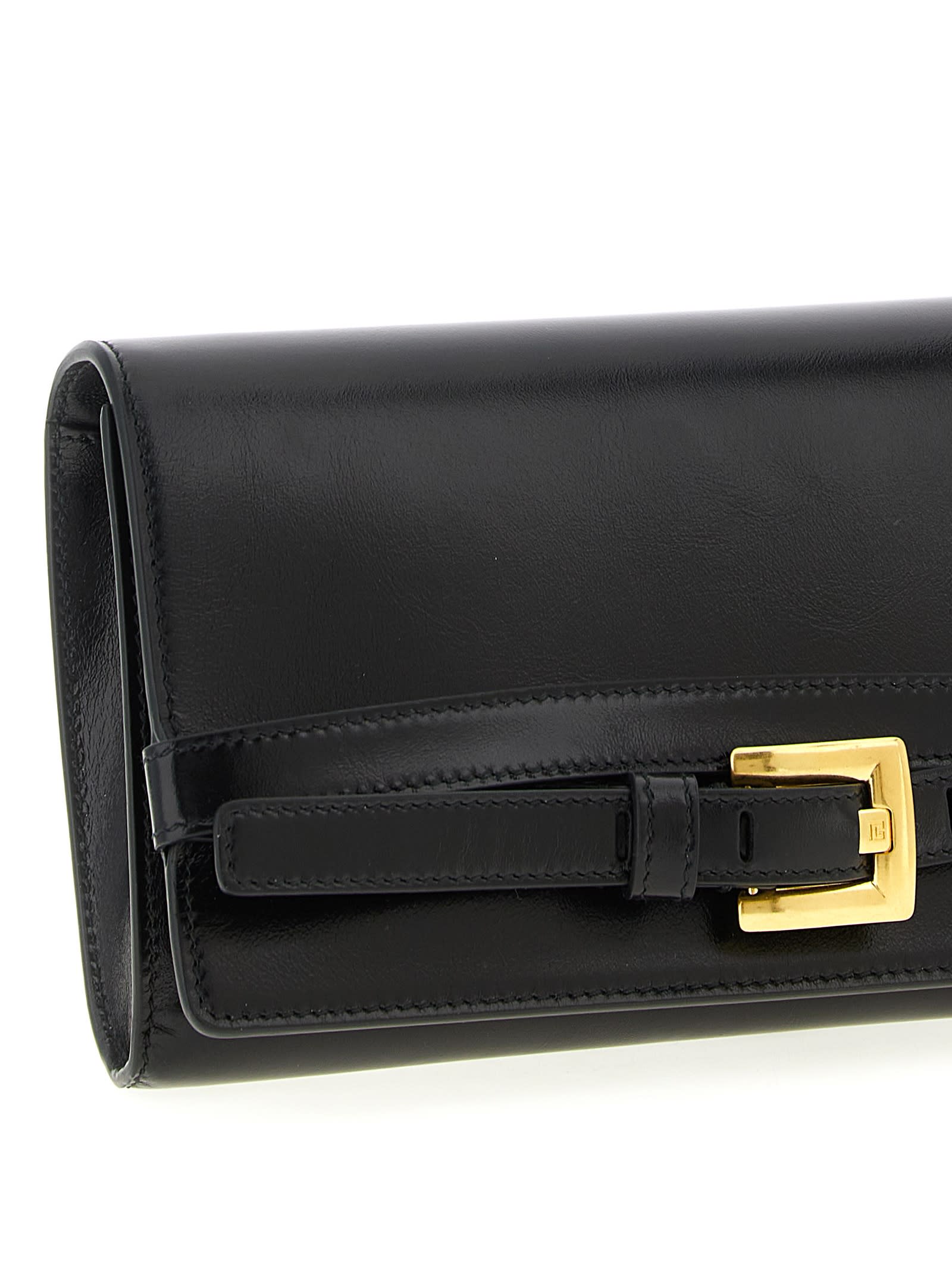 Balmain Shuffle Wallet Chain Buckle Detail Strap In Black