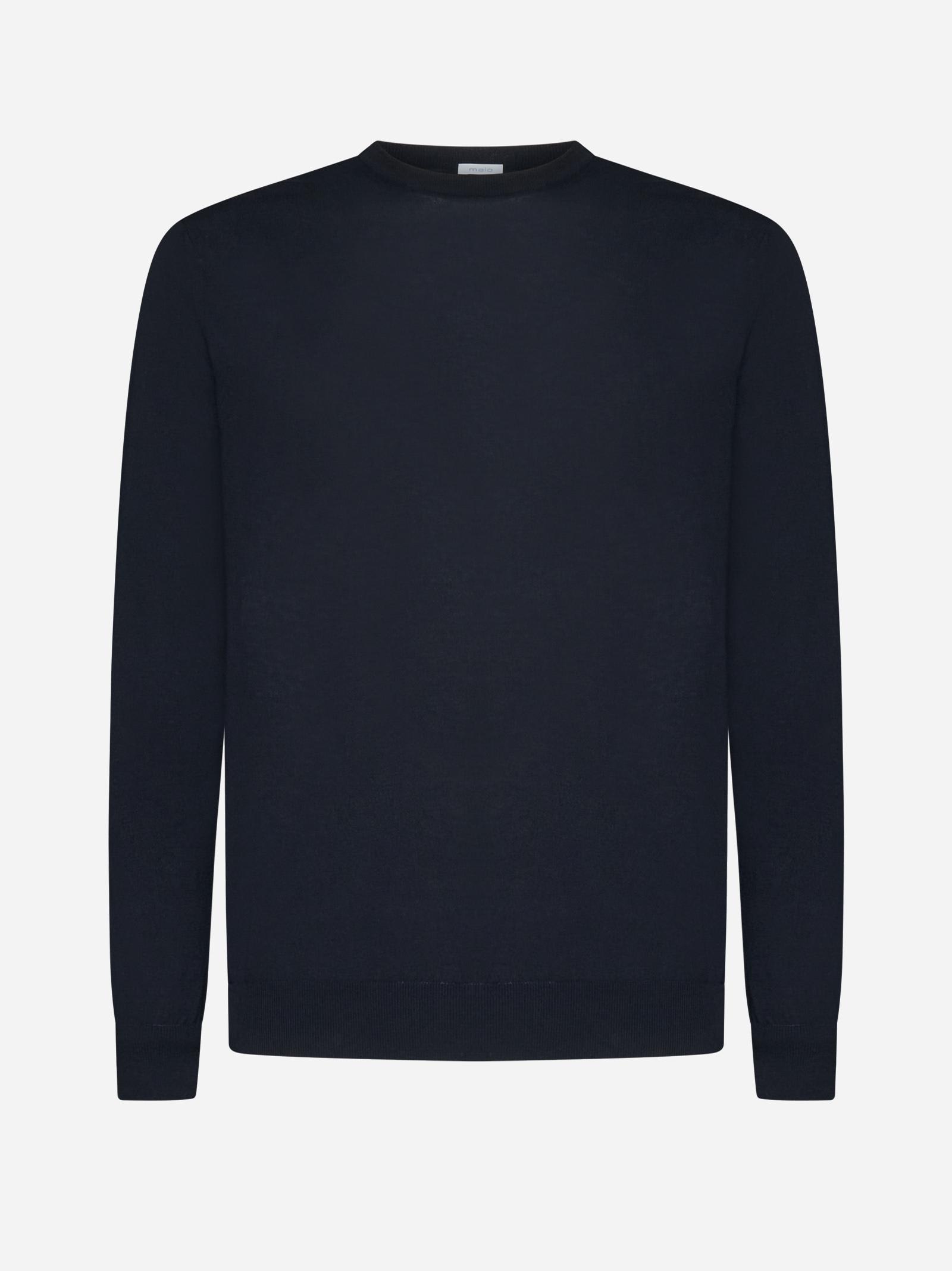 Shop Malo Cotton Sweater In Blu Diesel